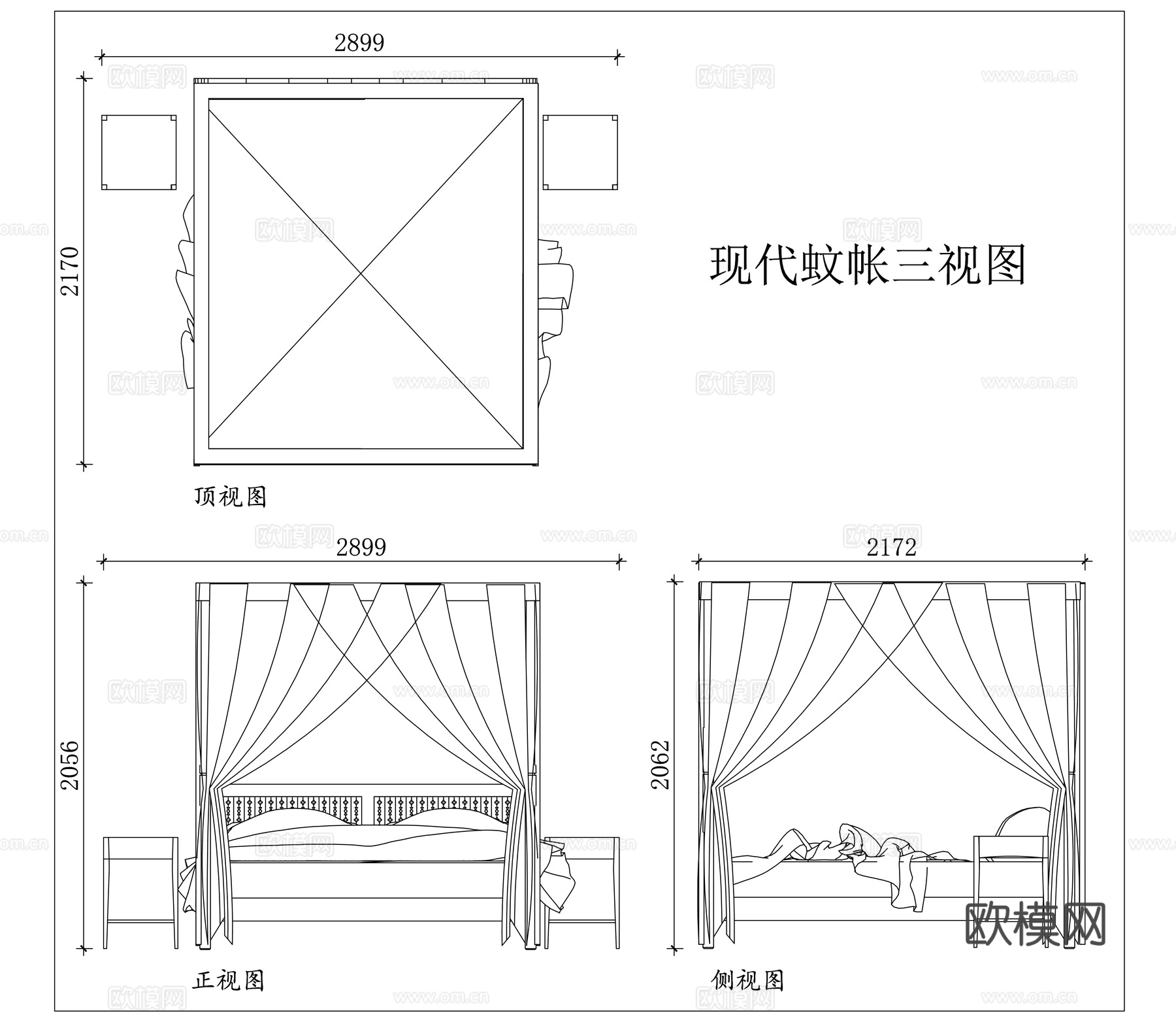 双人蚊帐 大床蚊帐 双人床帐 双人纱帐 大床床帐cad施工图