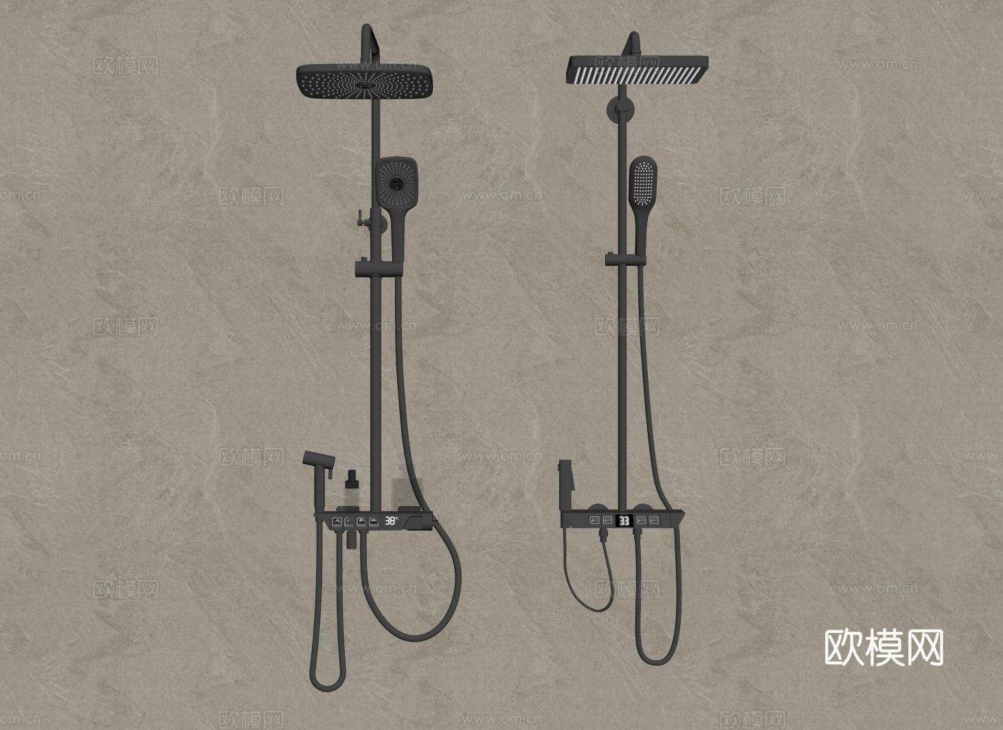 现代钢琴键淋浴花洒su模型