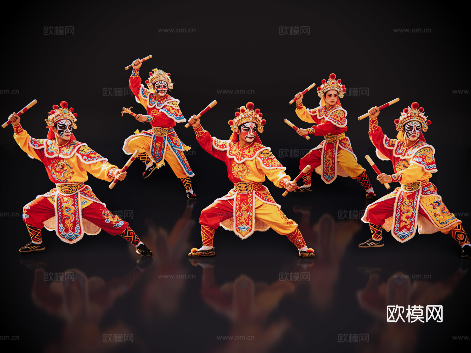 2D英歌舞人物 国潮英歌舞 英歌舞 非遗传承活动 非遗人物su模型