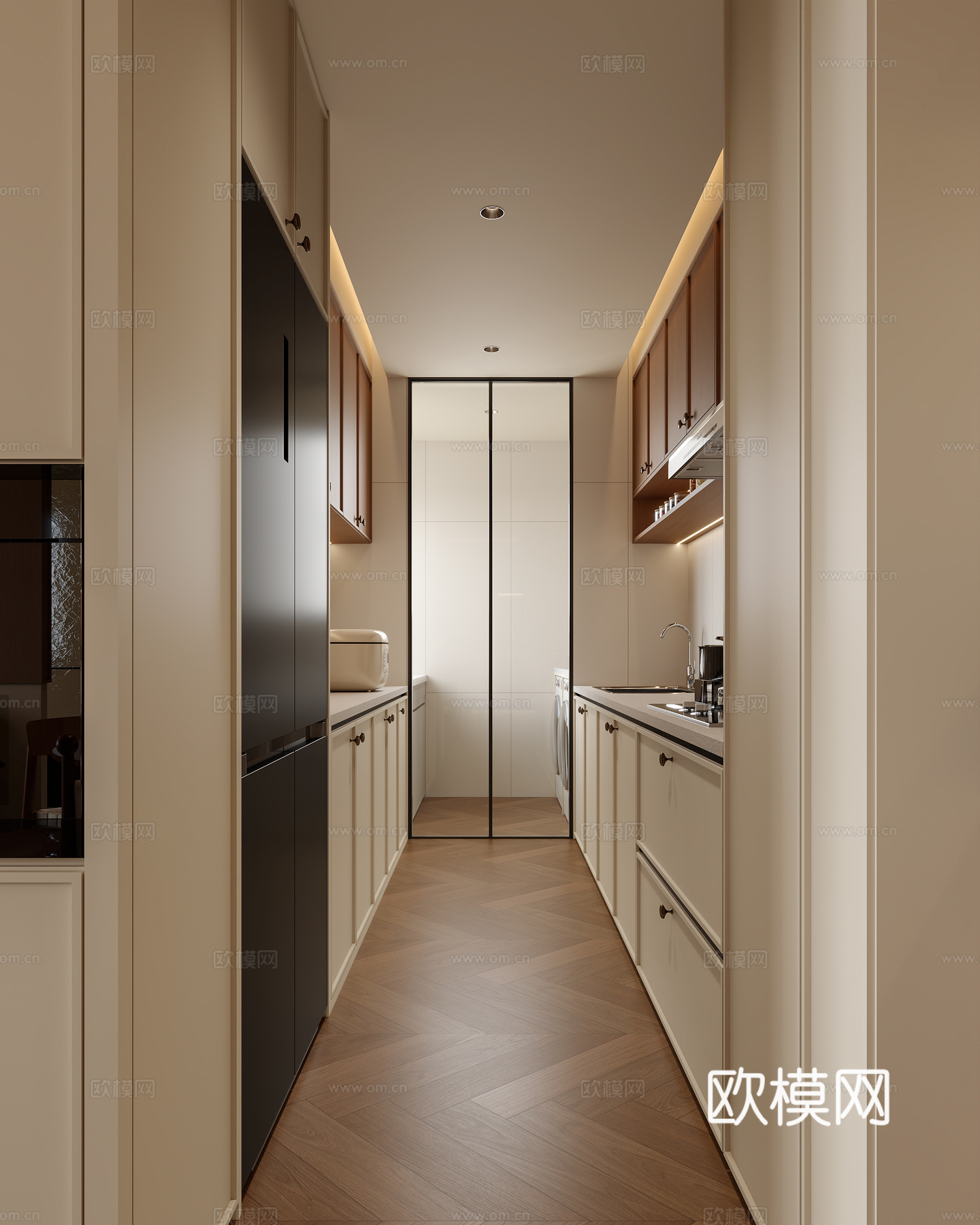 中古风厨房su模型