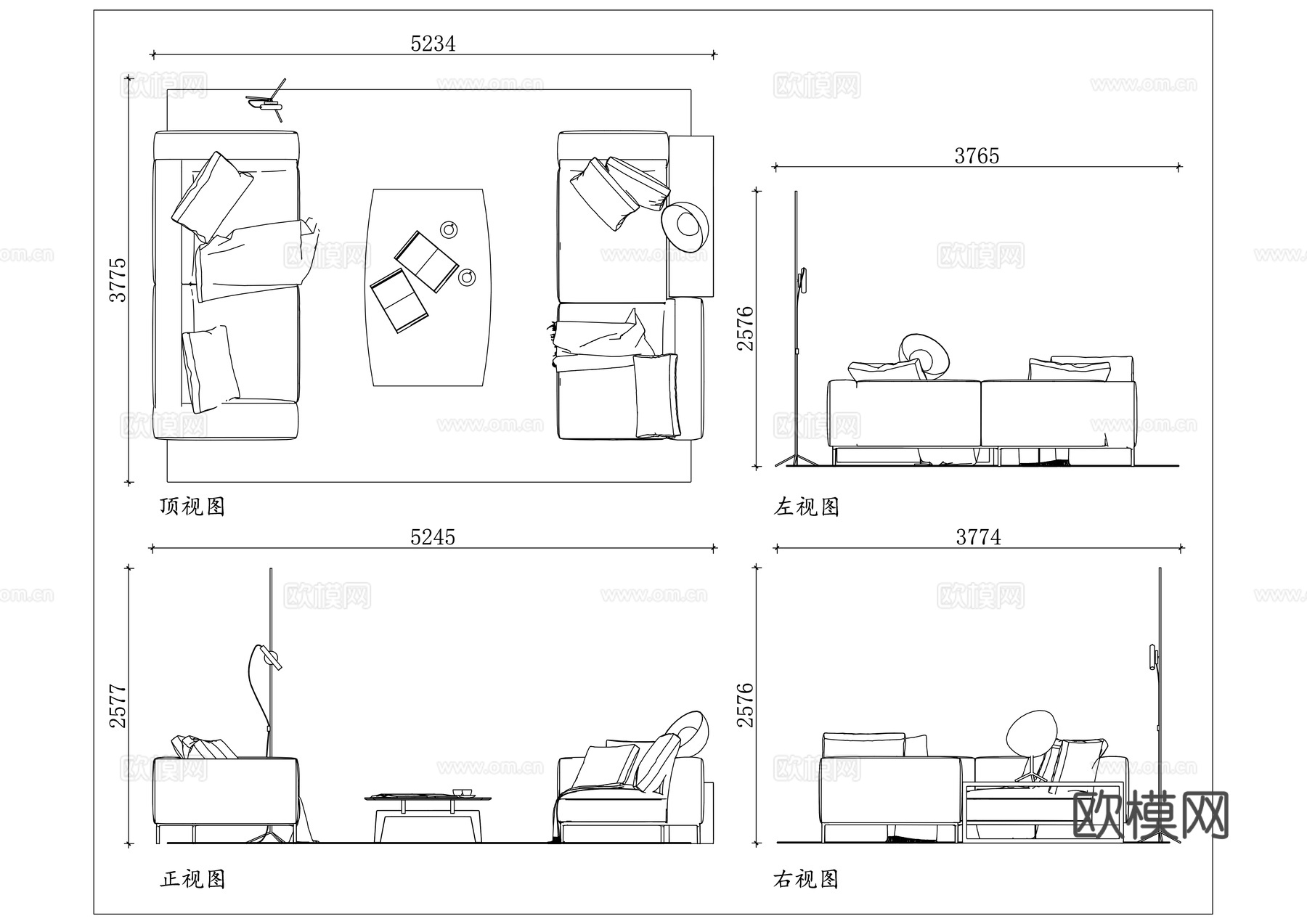 双人位沙发 客厅双人沙发 两人沙发 双人布艺沙发 双人皮沙发cad施工图