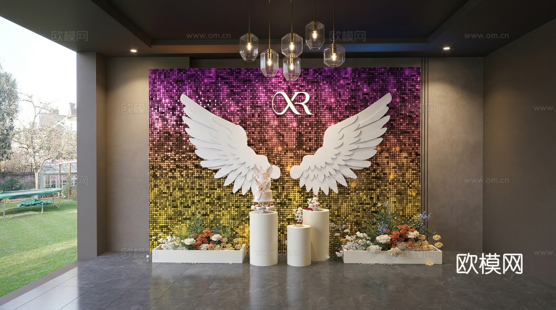 现代文旅美陈  网红打卡墙  背景墙su模型