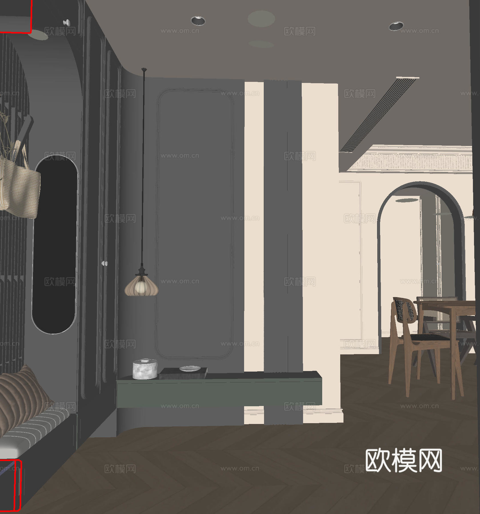 中古风玄关su模型