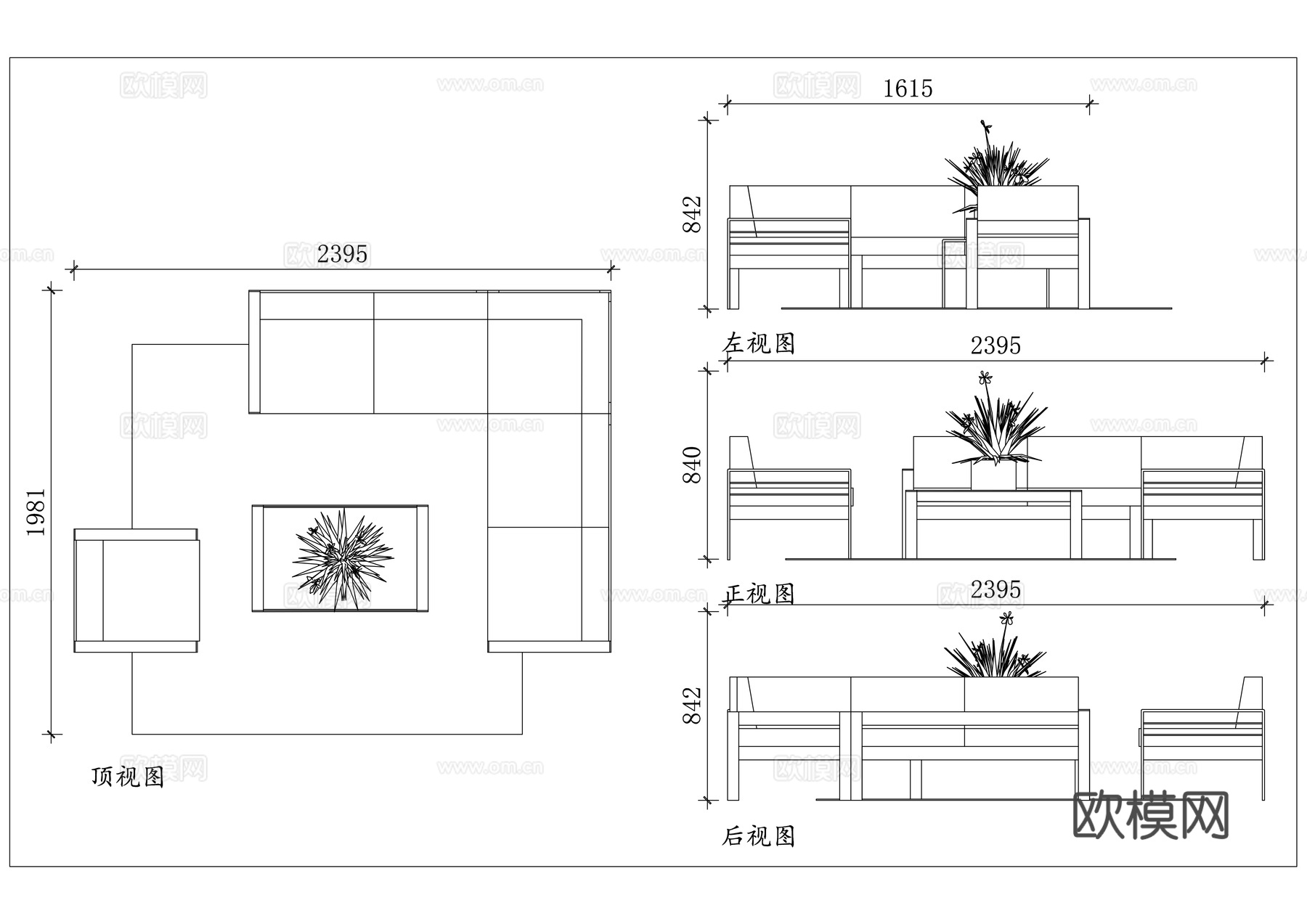 极简布艺沙发 北欧客厅沙发 轻奢简约沙发 现代客厅沙发cad施工图