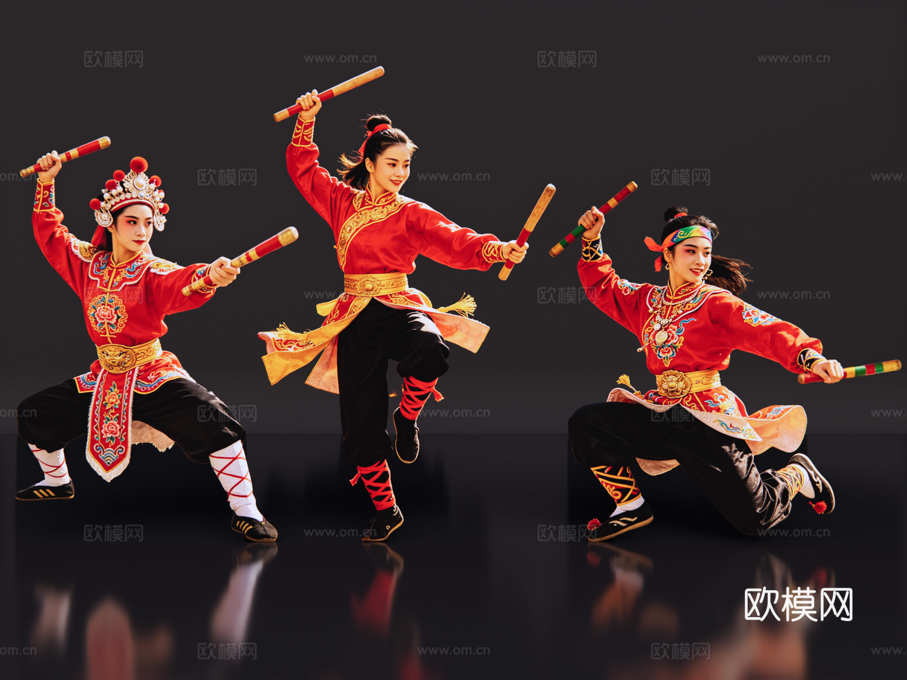 2D英歌舞人物 国潮英歌舞 英歌舞 非遗传承活动 非遗人物su模型