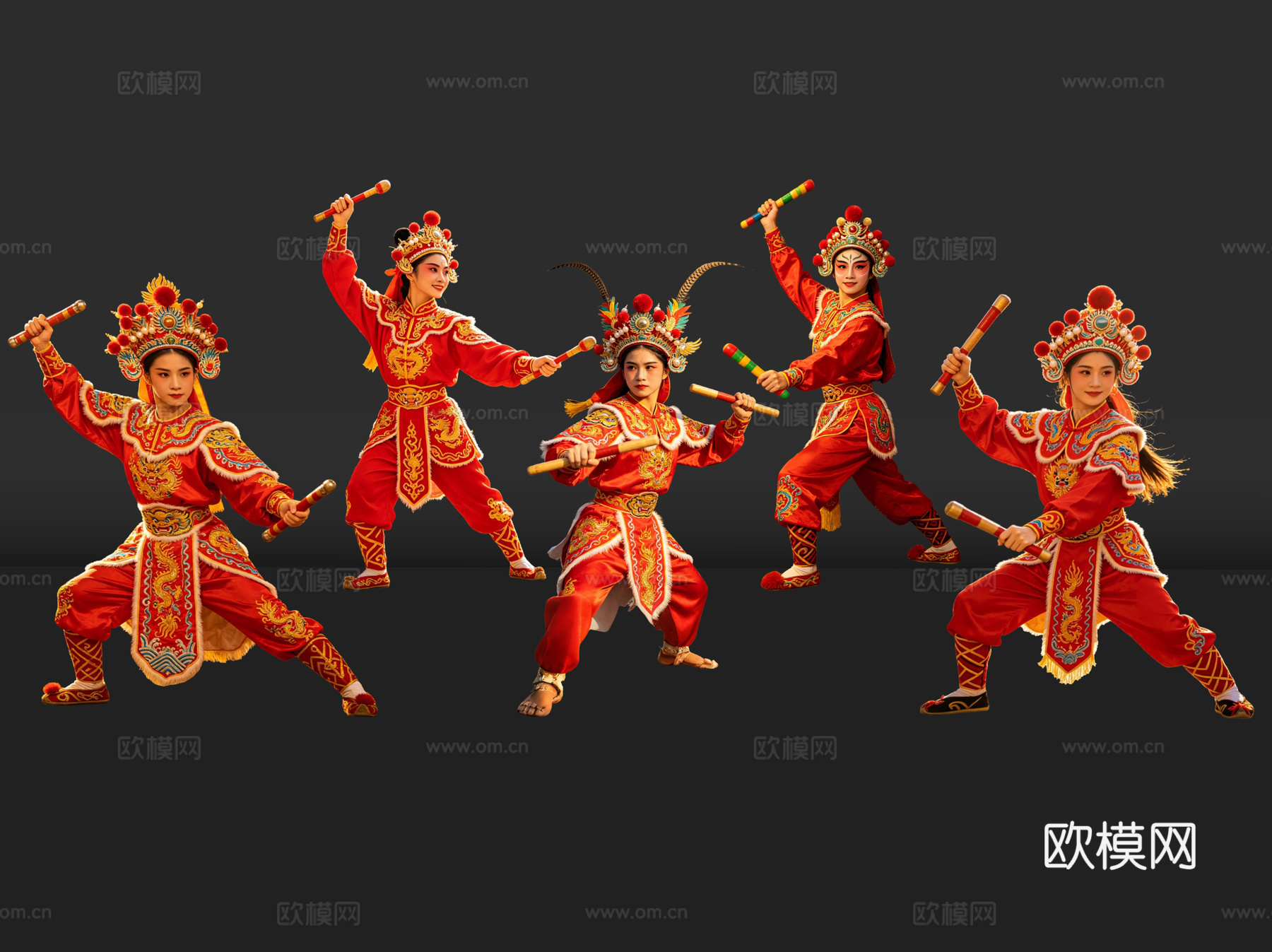 2D英歌舞人物 国潮英歌舞 英歌舞 非遗传承活动 非遗人物su模型
