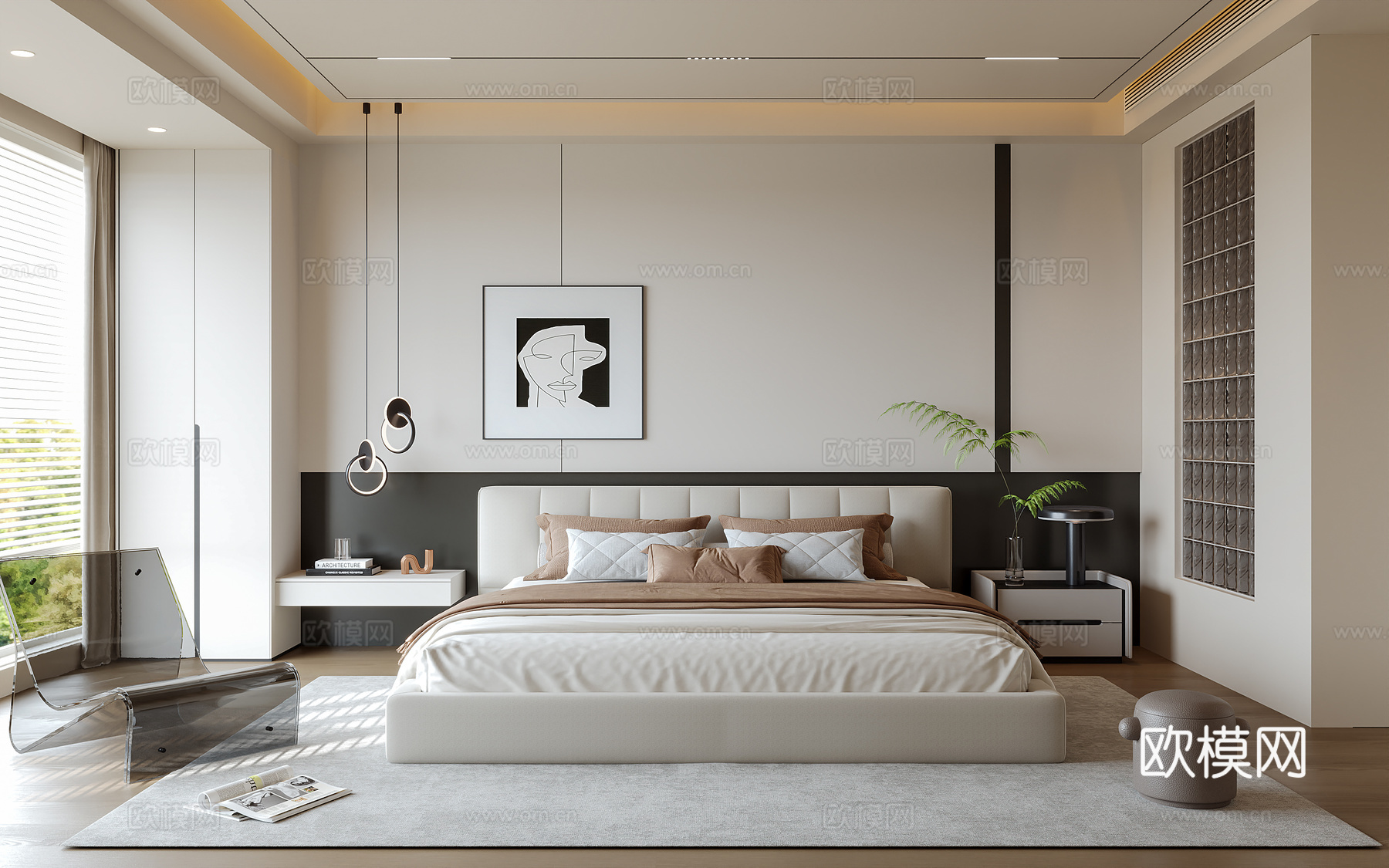 现代意式卧室3d模型