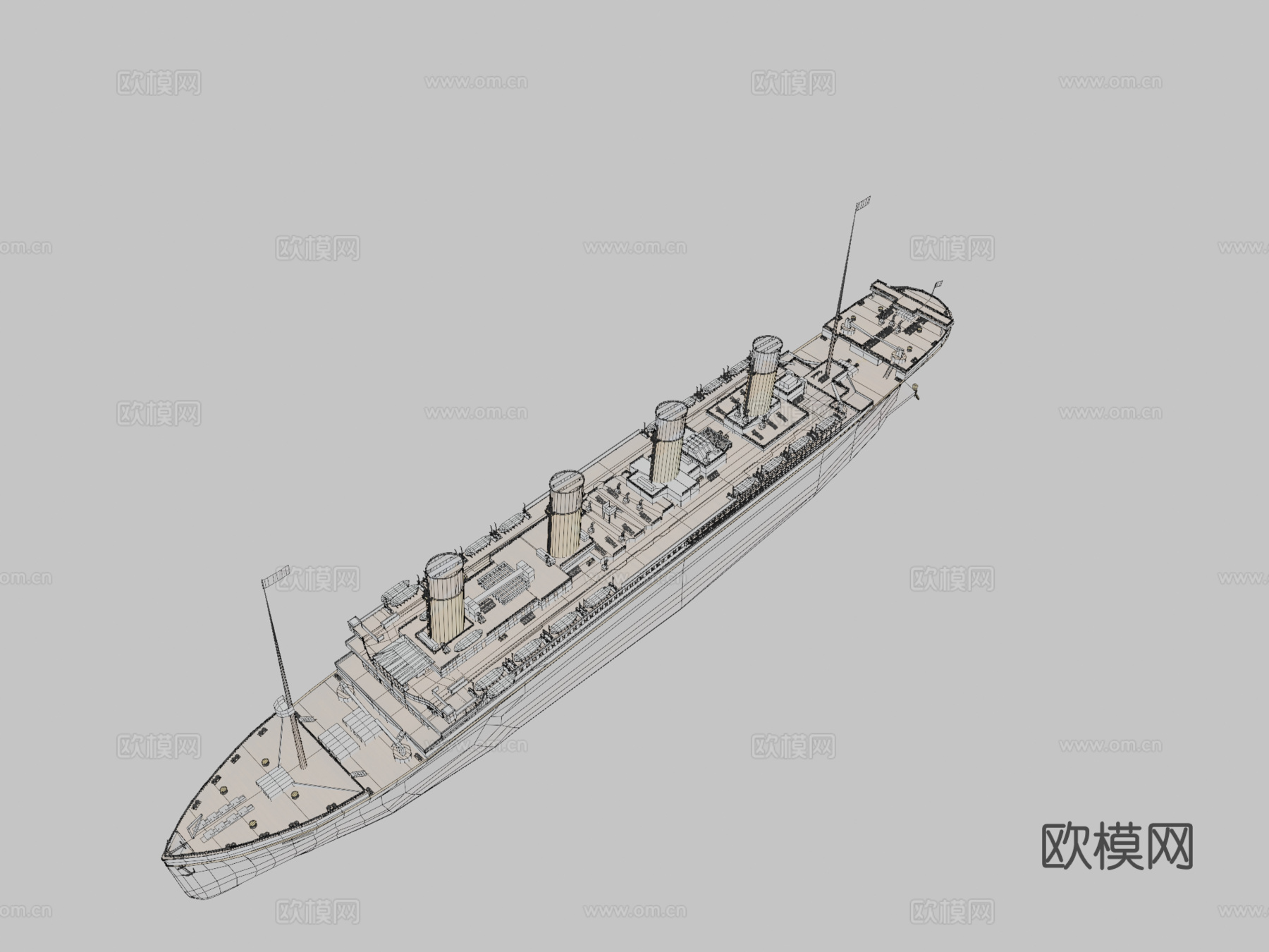 泰坦尼克号高多边形 objsu模型