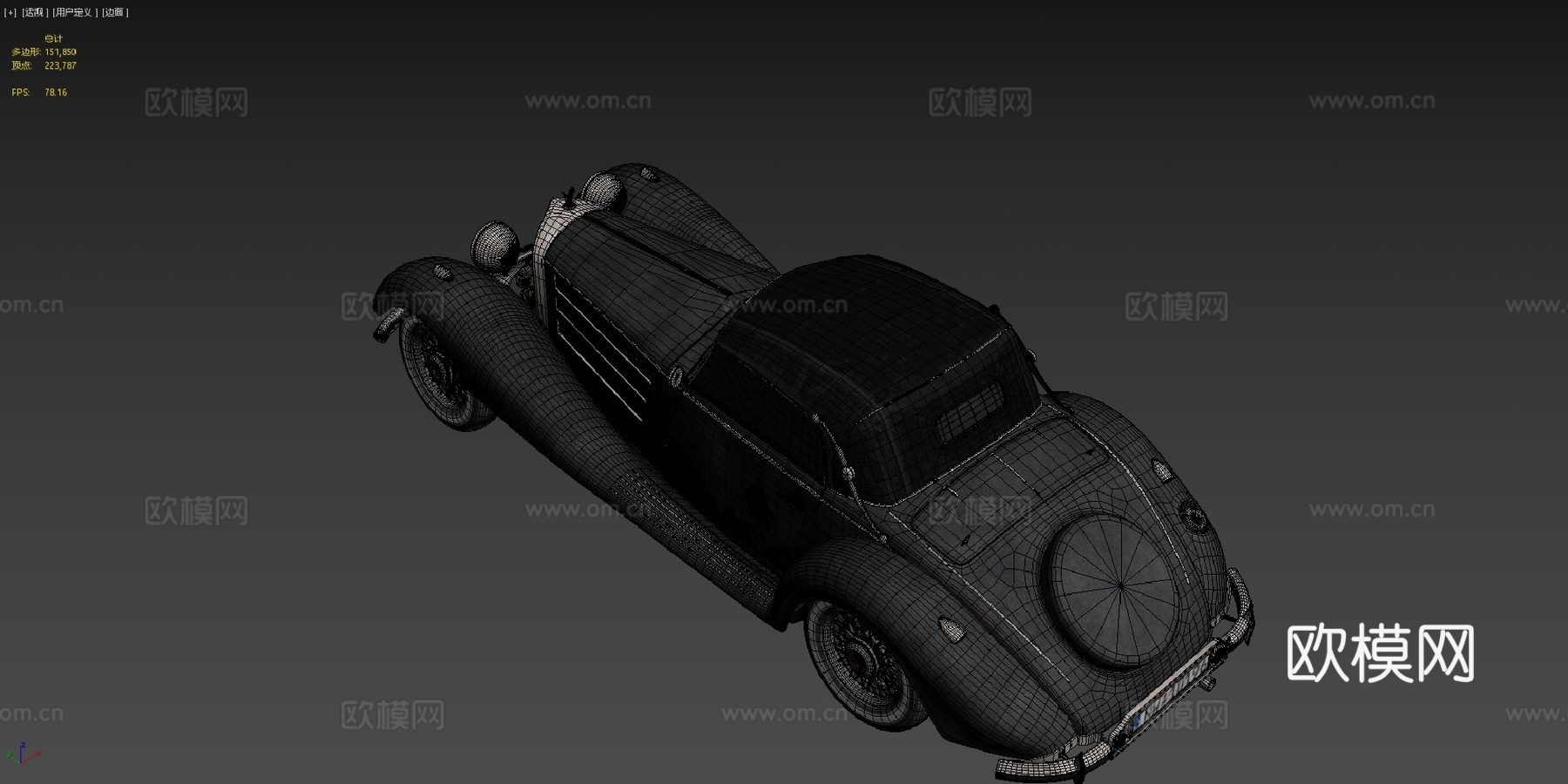 游戏就绪 1930年代复古敞篷车su模型