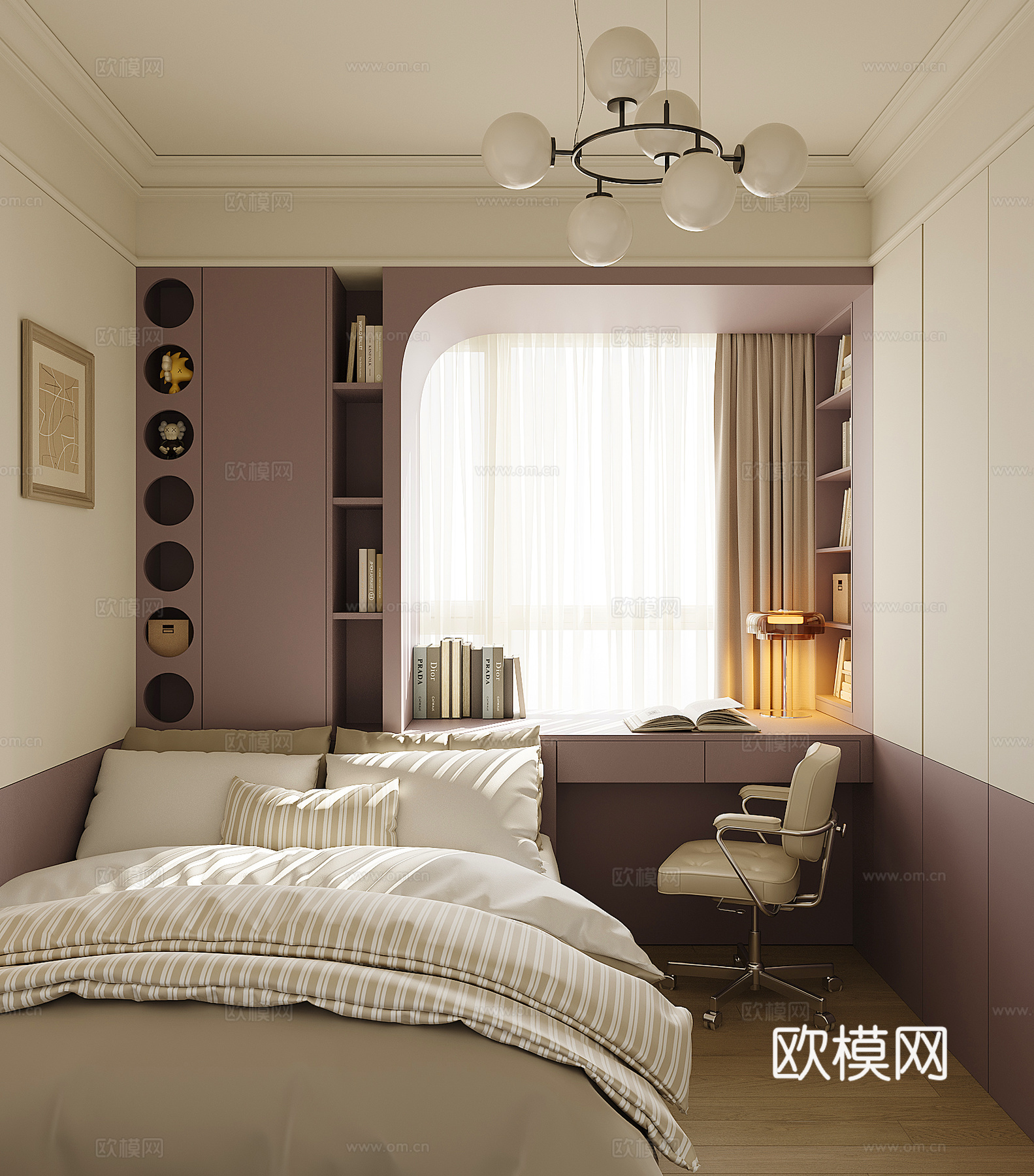 现代榻榻米卧室su模型