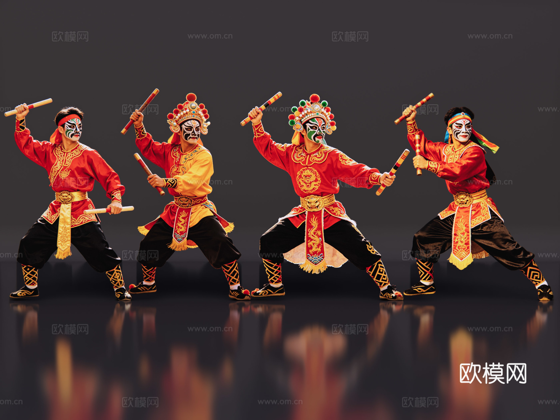 2D英歌舞人物 国潮英歌舞 英歌舞 非遗传承活动 非遗人物su模型