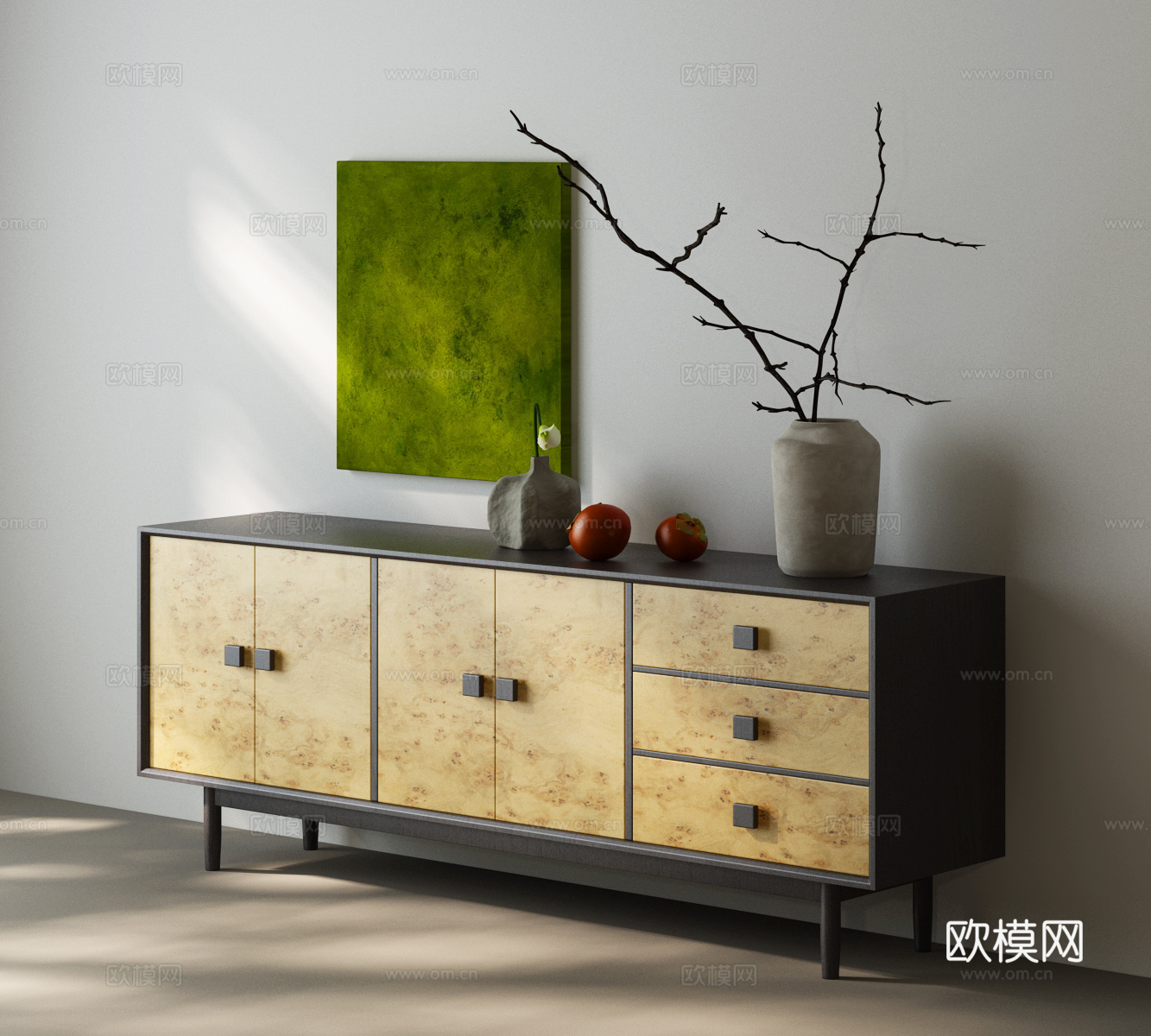 现代中古餐边柜 现代中古玄关柜 边柜 斗柜 装饰柜 现代中古su模型