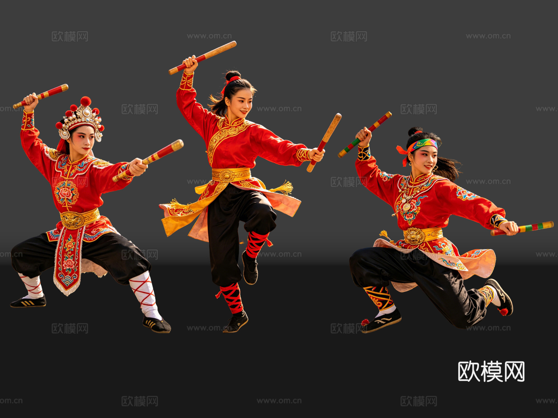 2D英歌舞人物 国潮英歌舞 英歌舞 非遗传承活动 非遗人物su模型