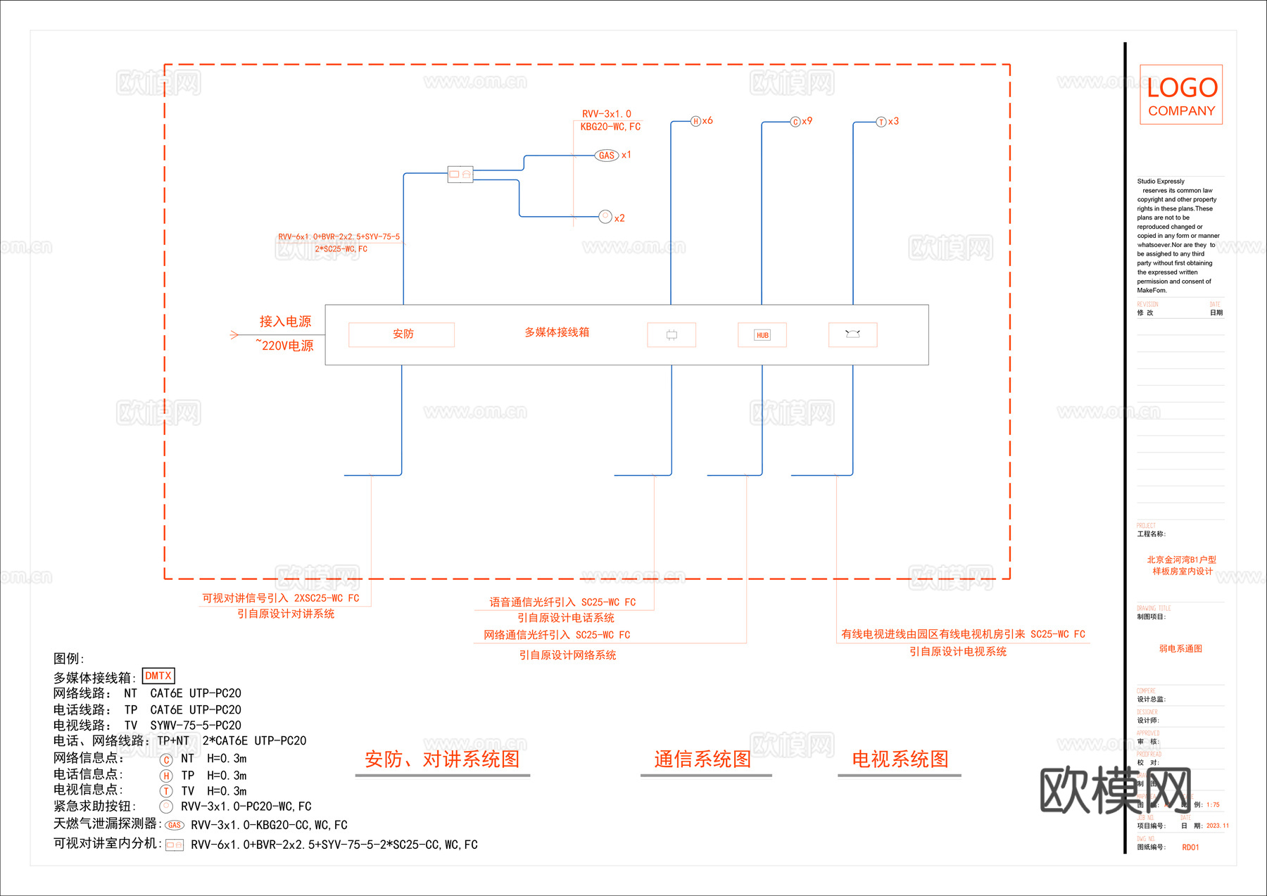 全屋电气设计施工图cad施工图
