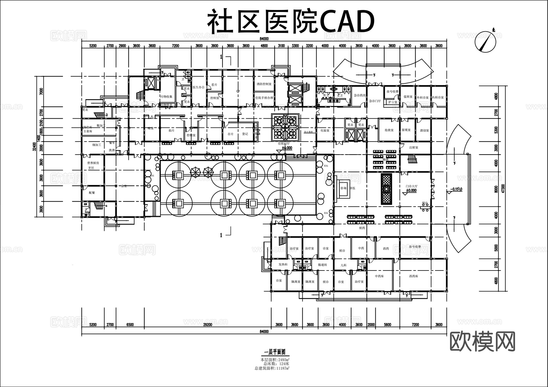 社区医院卫生院方案平面图cad施工图