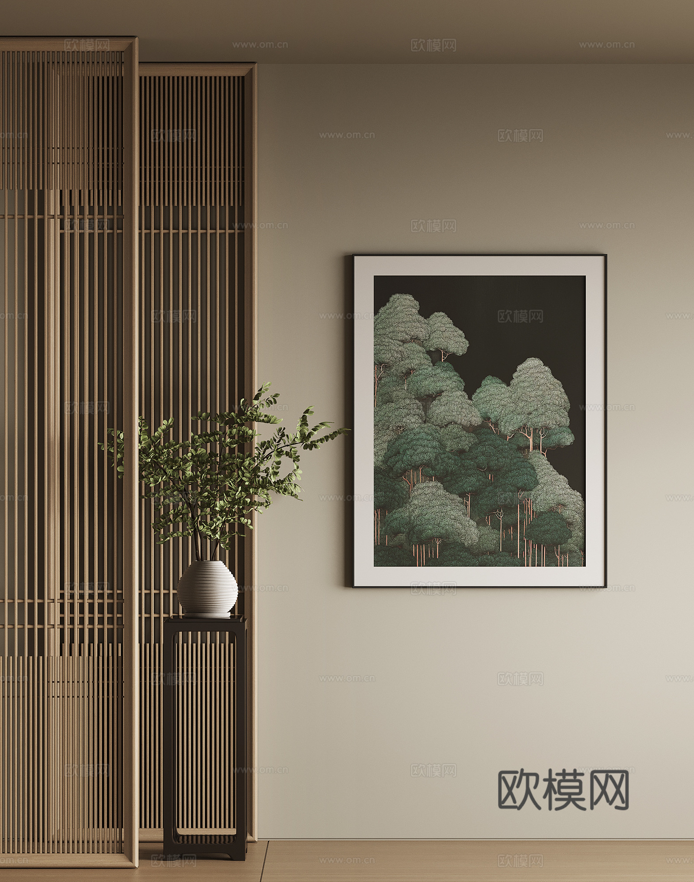 新中式挂画su模型