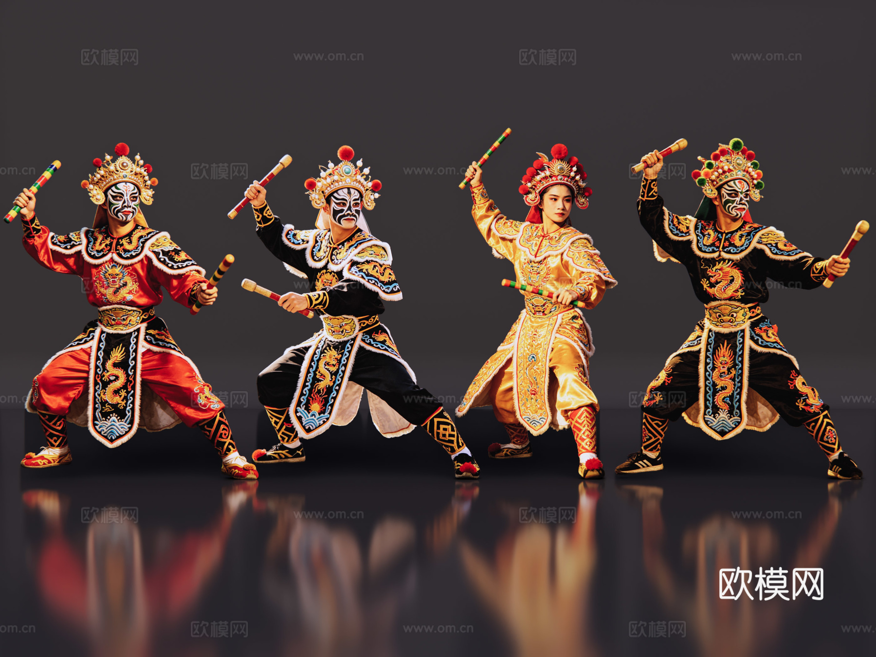 2D英歌舞人物 国潮英歌舞 英歌舞 非遗传承活动 非遗人物su模型