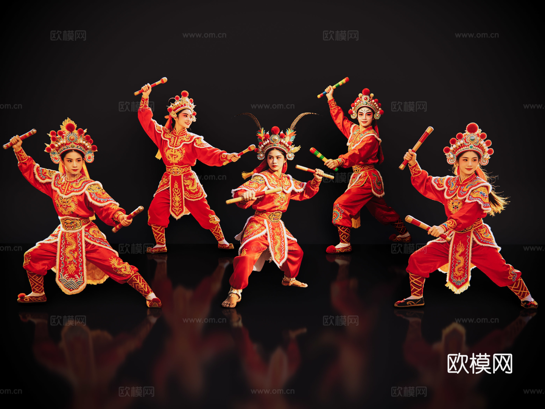 2D英歌舞人物 国潮英歌舞 英歌舞 非遗传承活动 非遗人物su模型