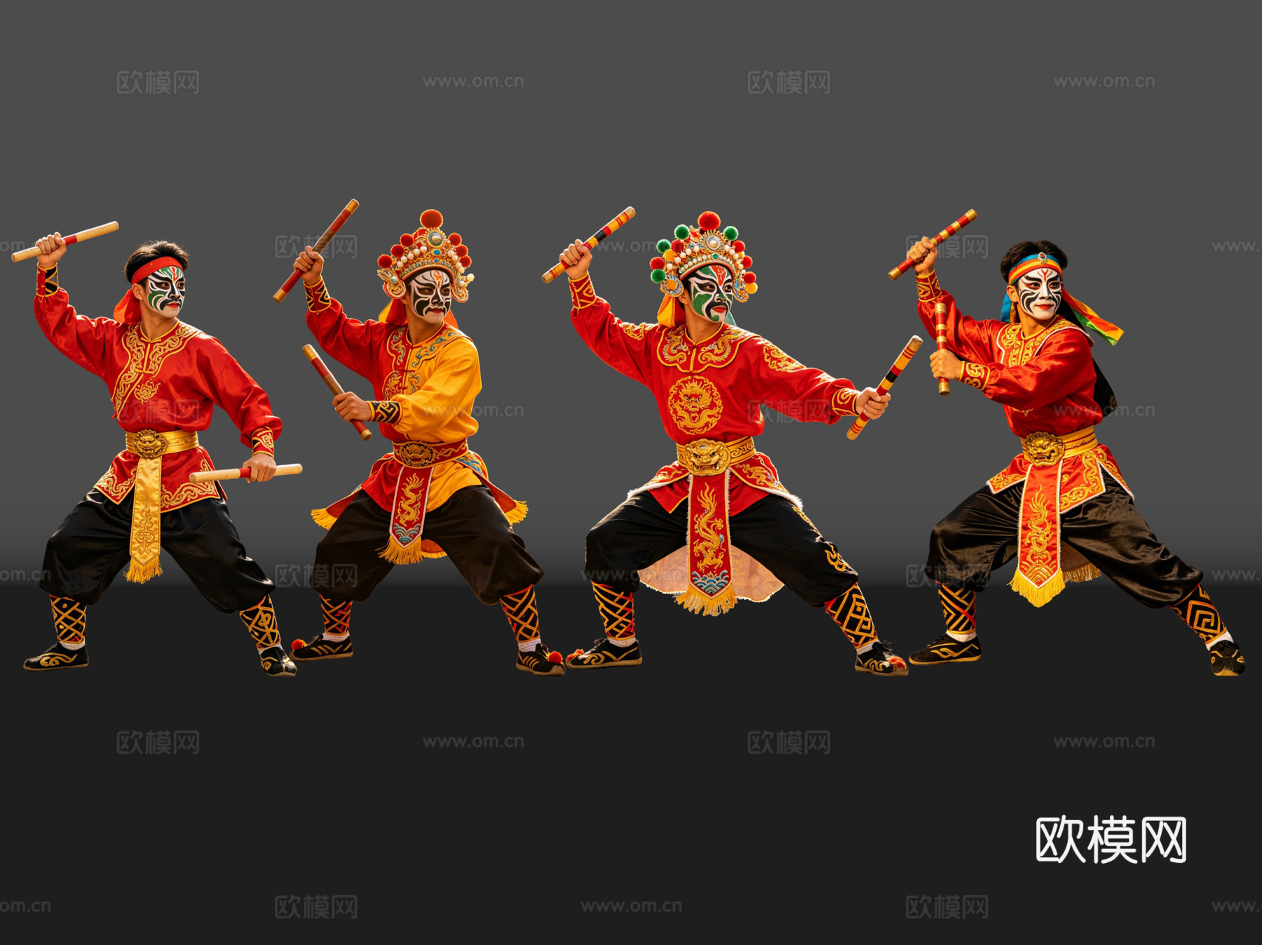 2D英歌舞人物 国潮英歌舞 英歌舞 非遗传承活动 非遗人物su模型