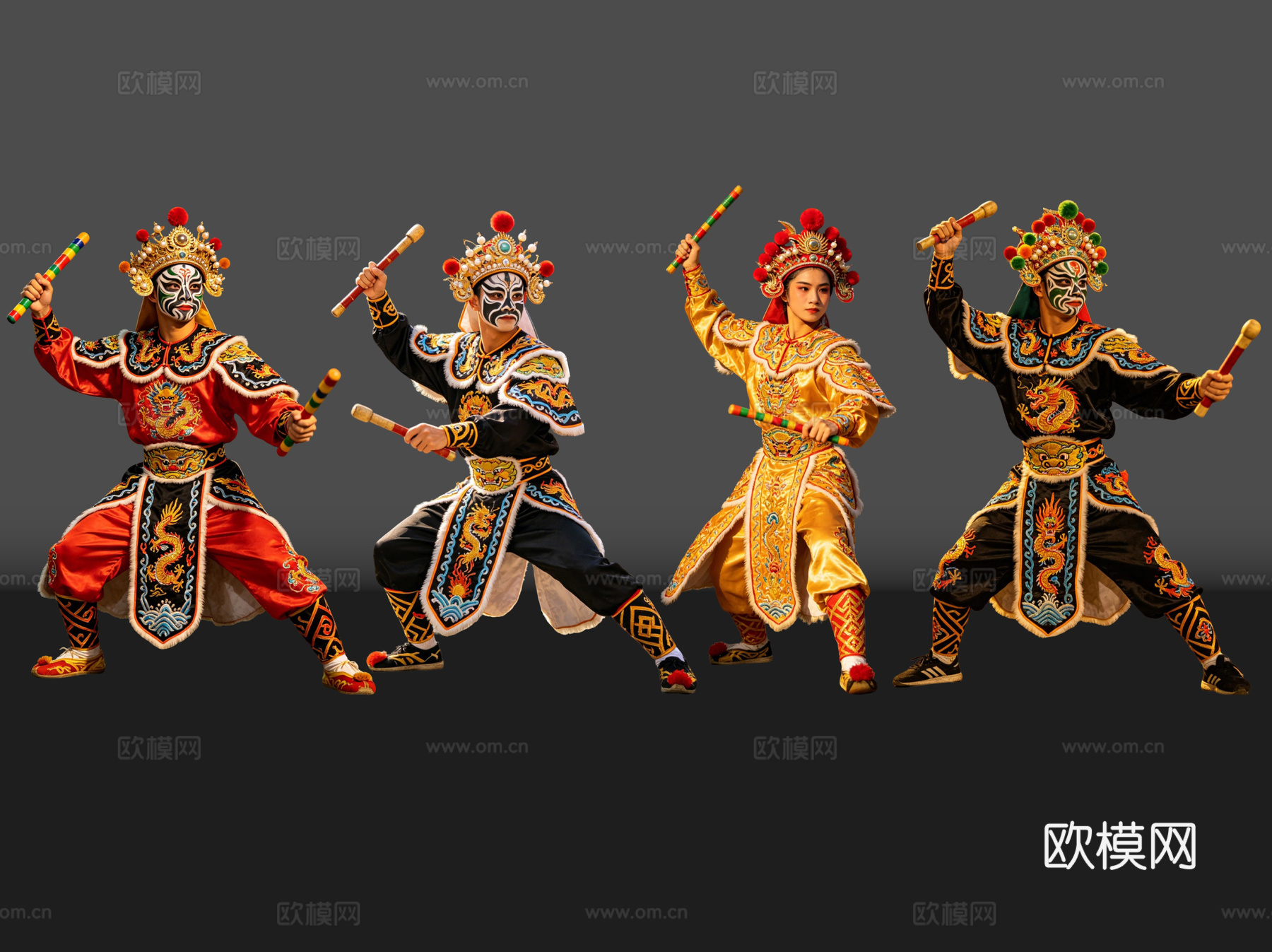 2D英歌舞人物 国潮英歌舞 英歌舞 非遗传承活动 非遗人物su模型