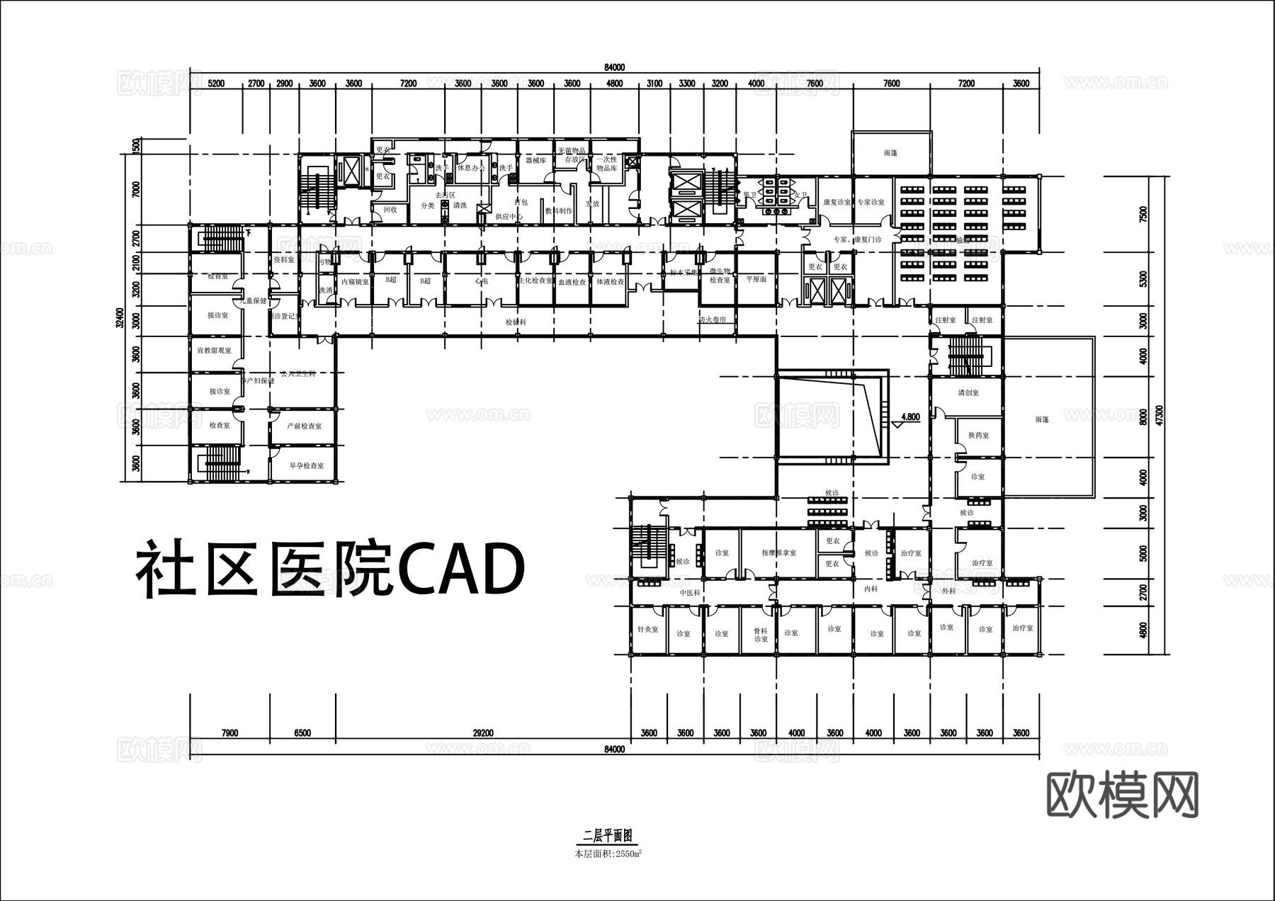 社区医院卫生院方案平面图cad施工图