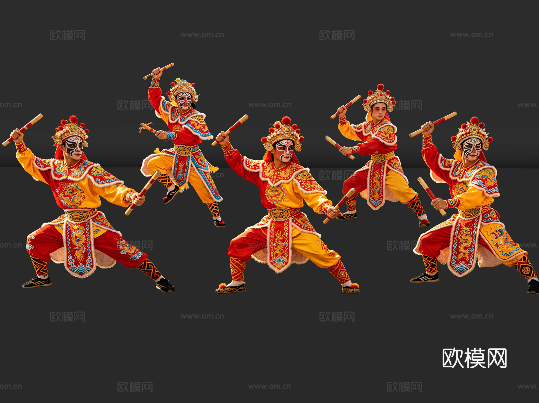 2D英歌舞人物 国潮英歌舞 英歌舞 非遗传承活动 非遗人物su模型