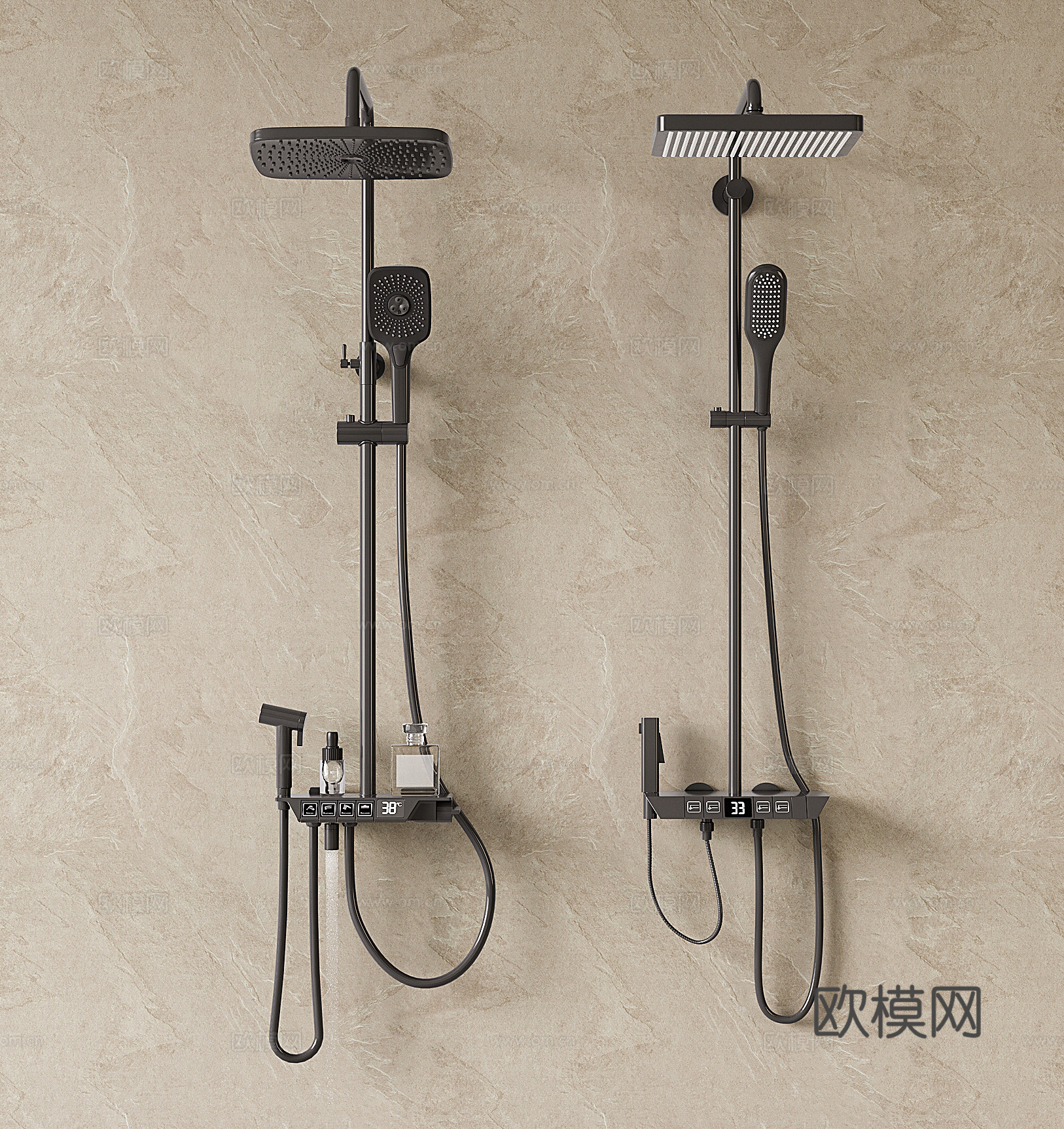 现代钢琴键淋浴花洒su模型