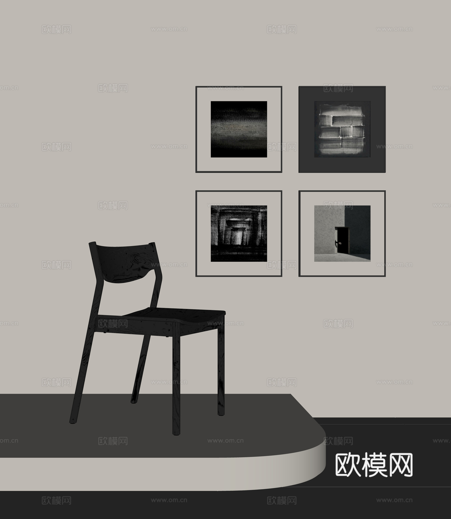 现代黑白挂画su模型