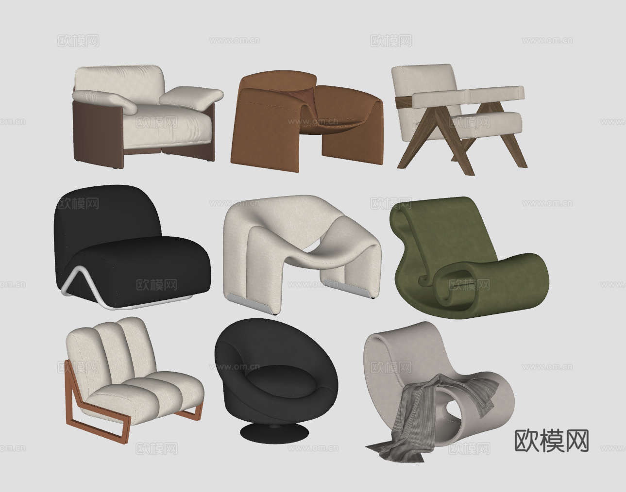 现代单椅su模型