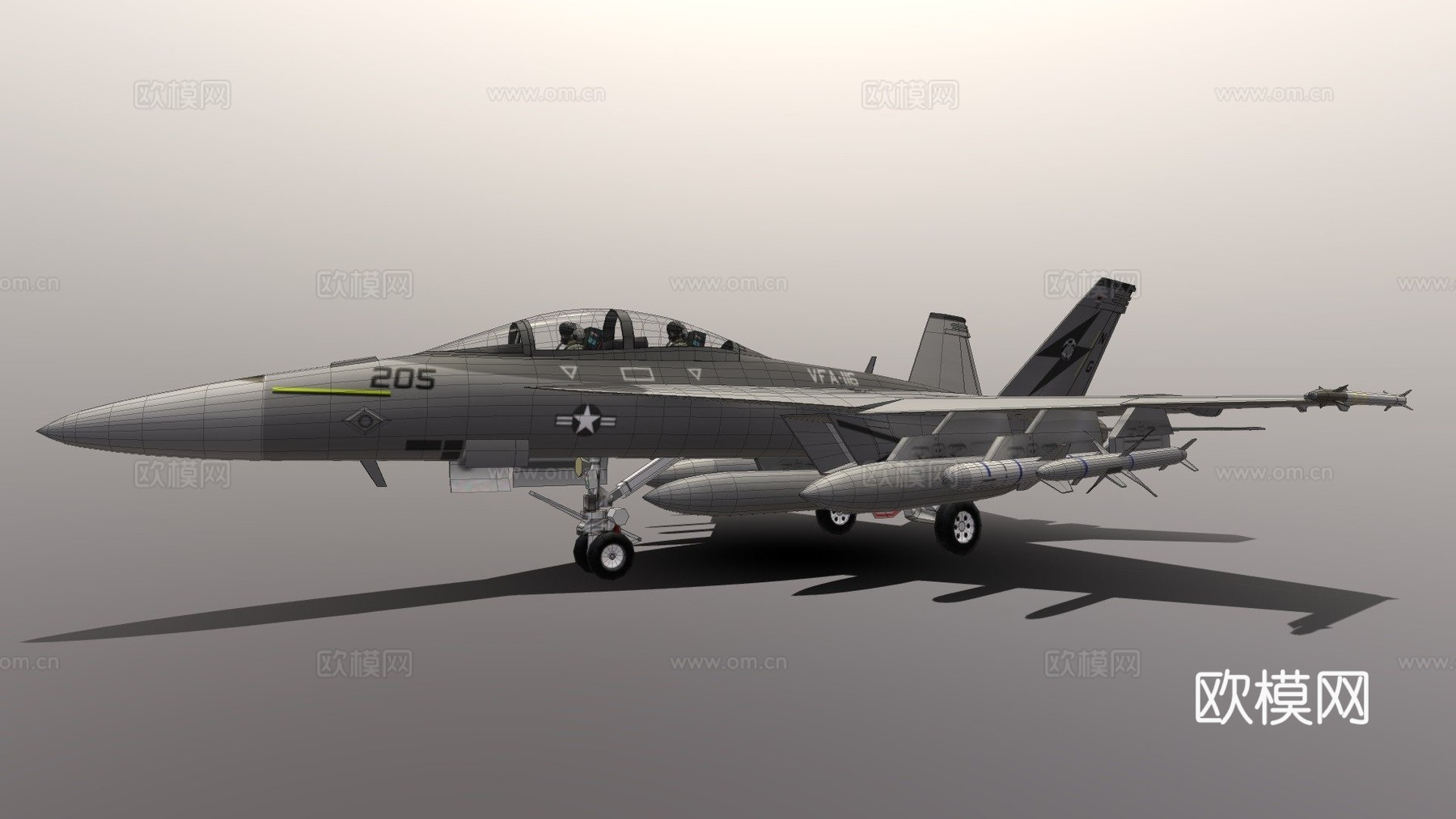 低多边形1-1 F-A-18F超级大黄蜂su模型