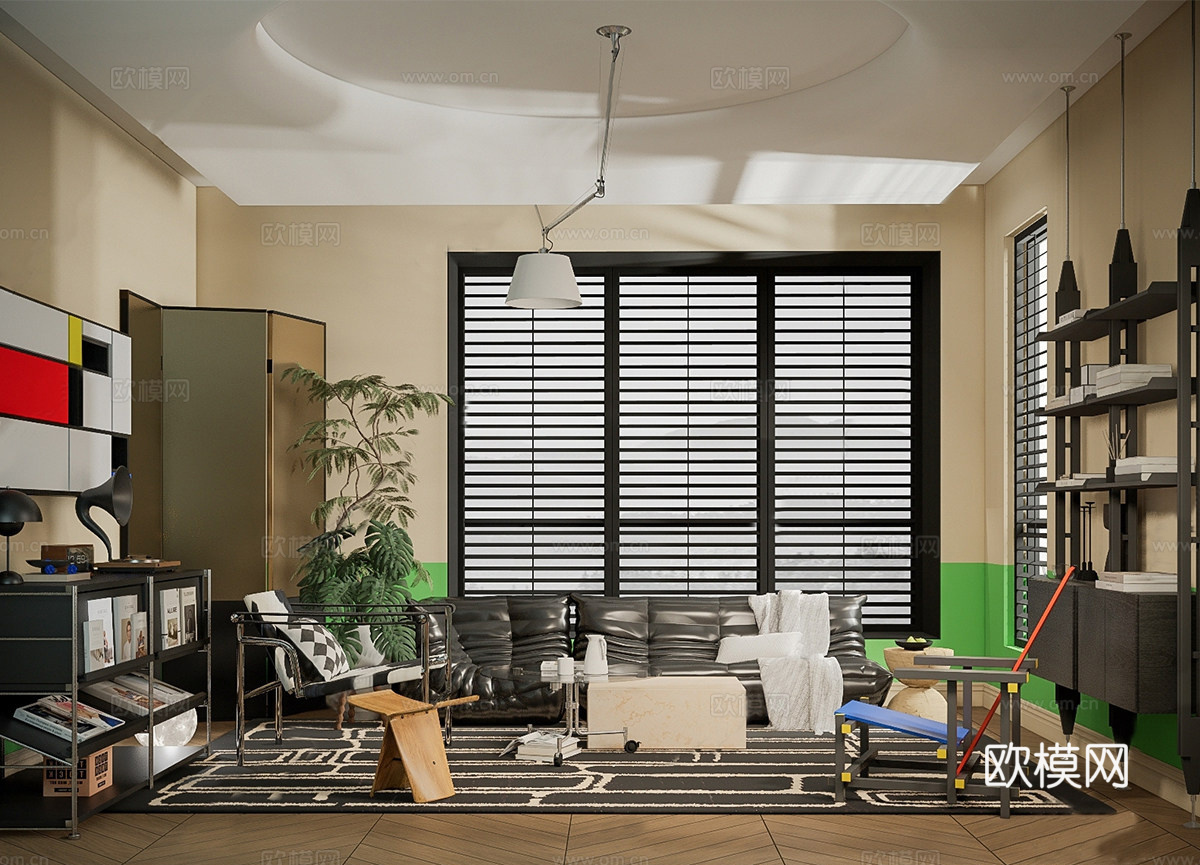 现代家居客厅 包豪斯客厅 沙发组合su模型