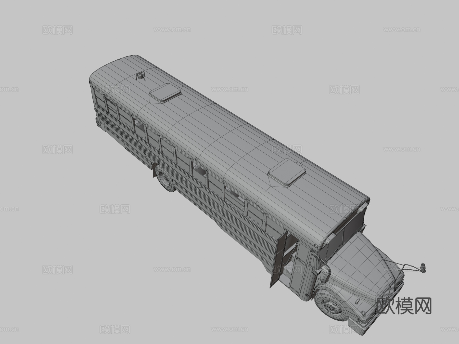 废弃校车 - 低多边形su模型