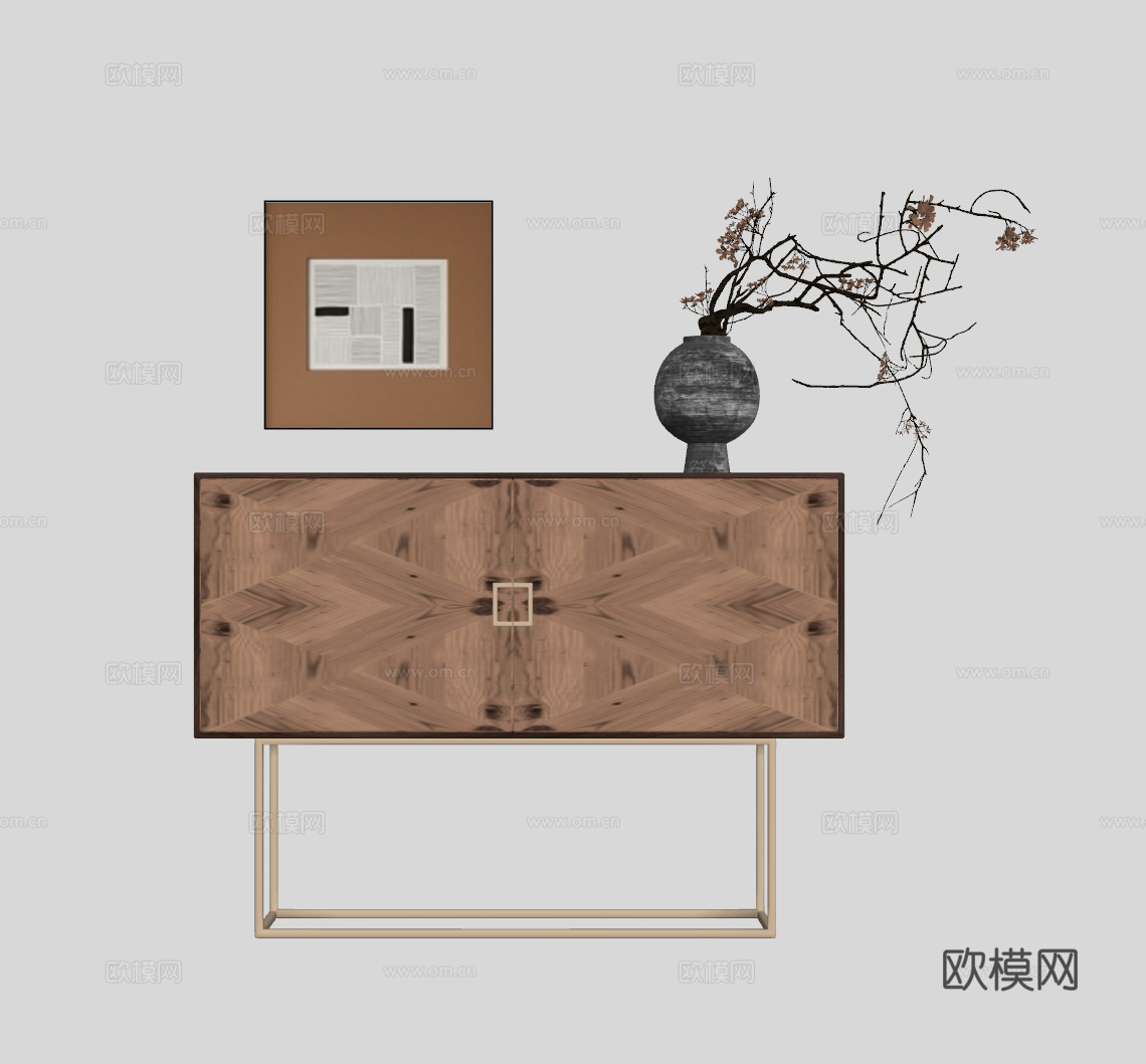 中古风装饰柜su模型