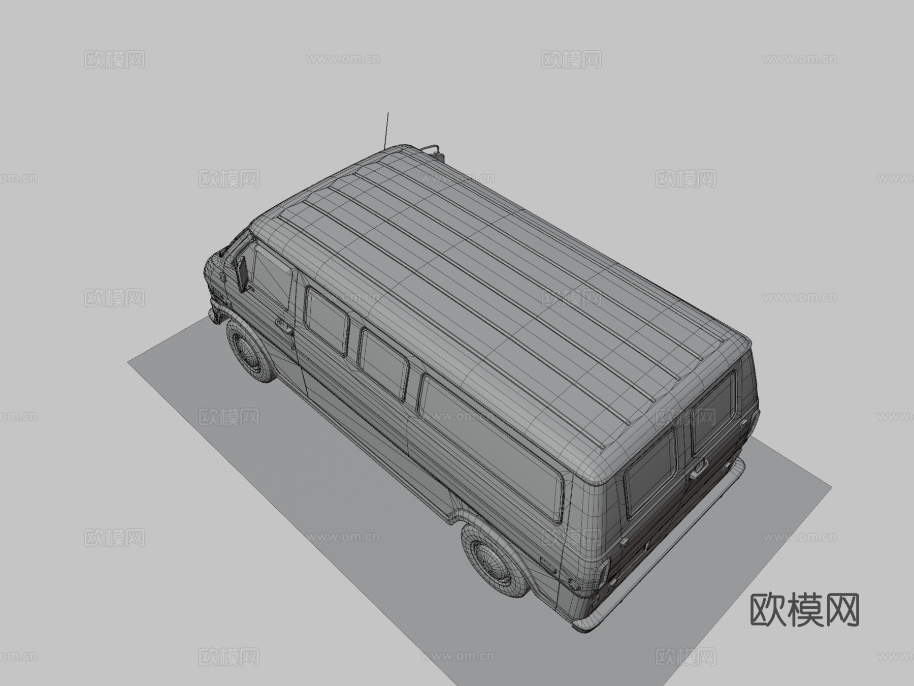 复古厢式货车su模型