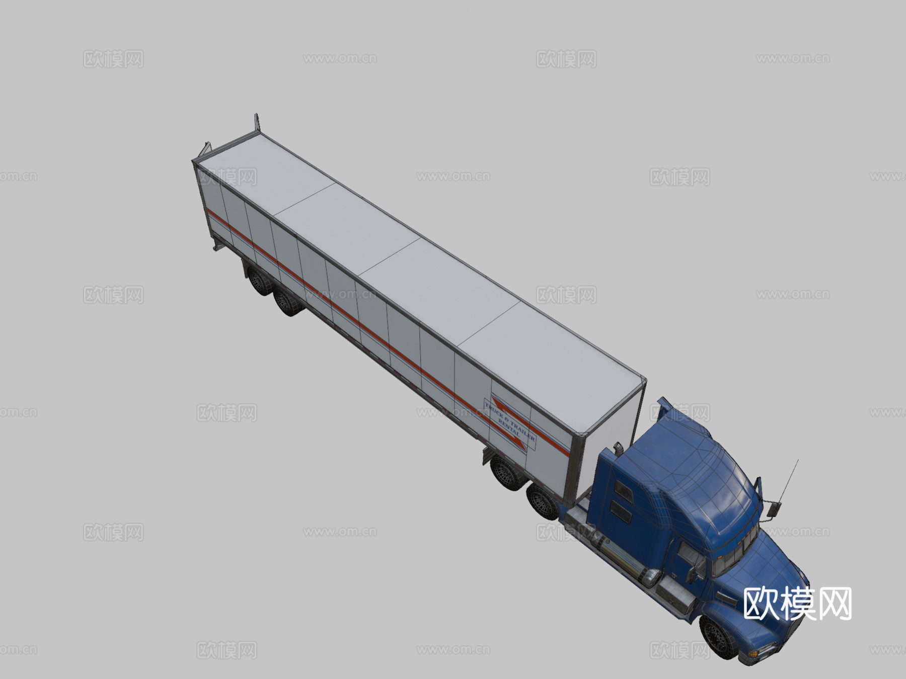 半挂车货车拖车 - 低多边形su模型