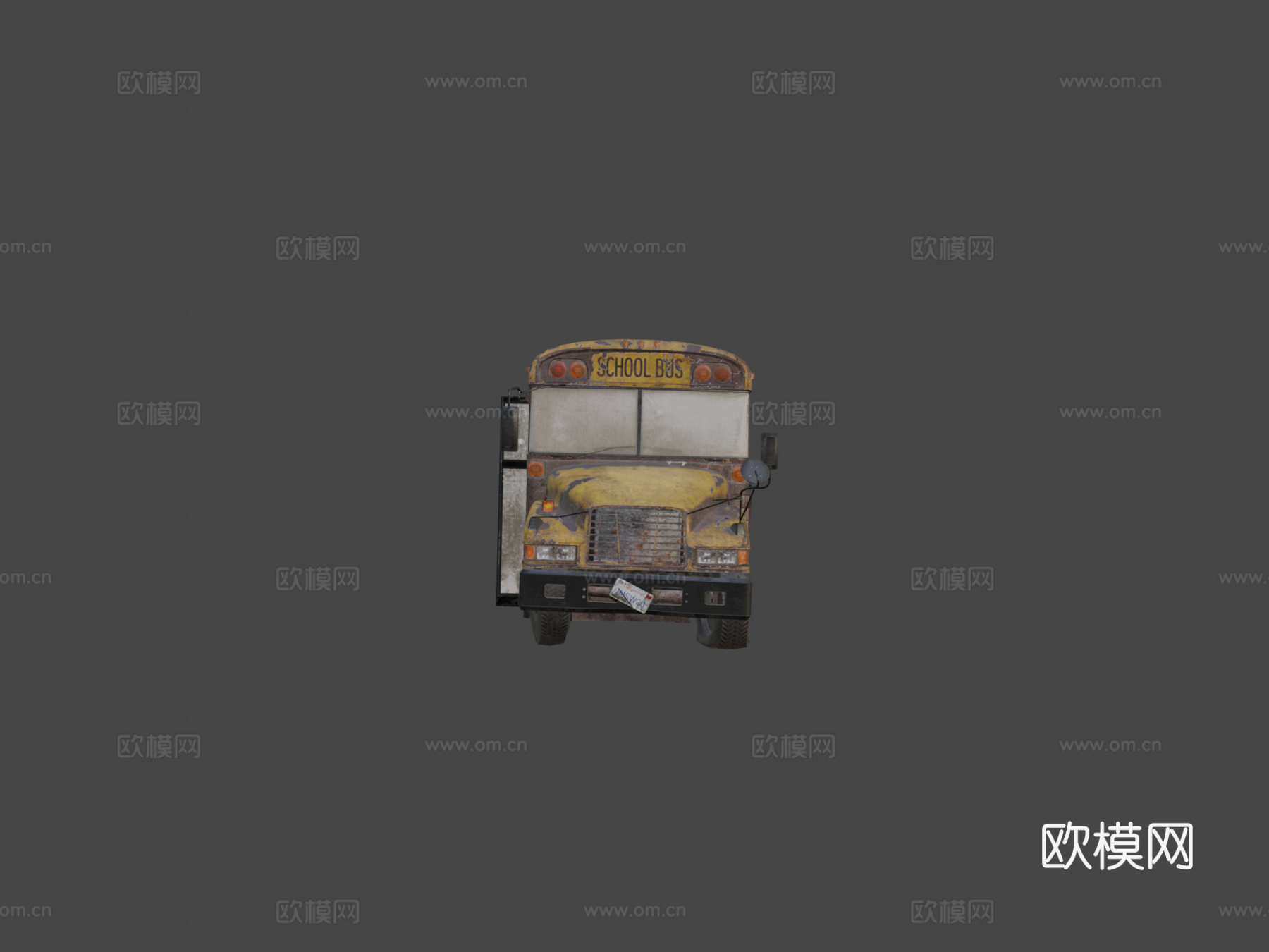 废弃校车 - 低多边形su模型