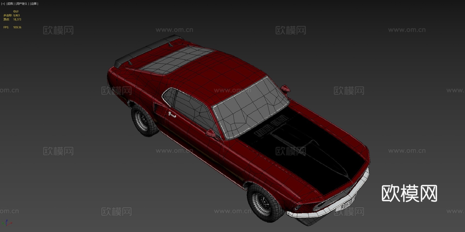 低多边形汽车 - 福特野马 Mach 1 351 1969su模型