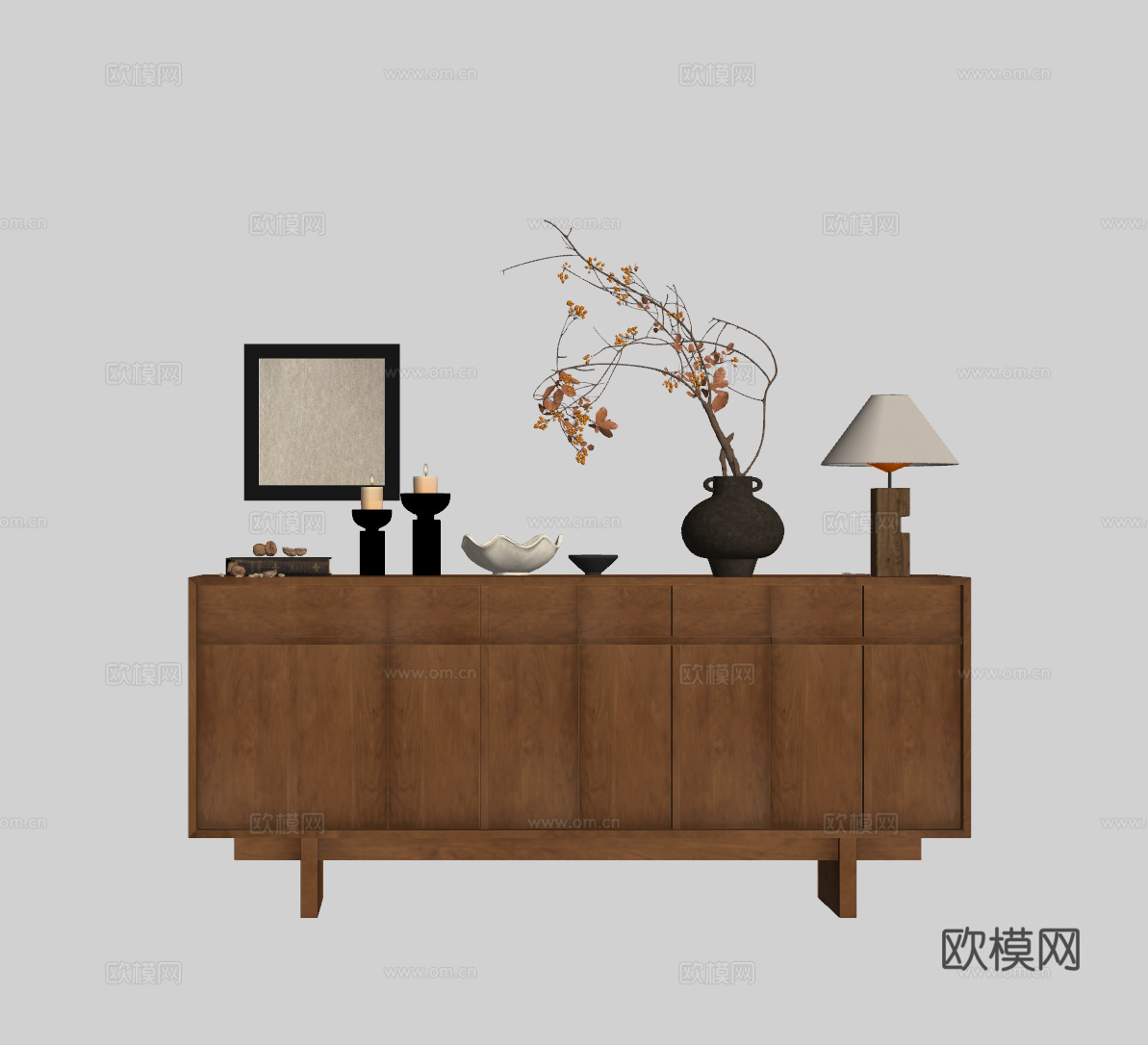 中古风装饰柜su模型