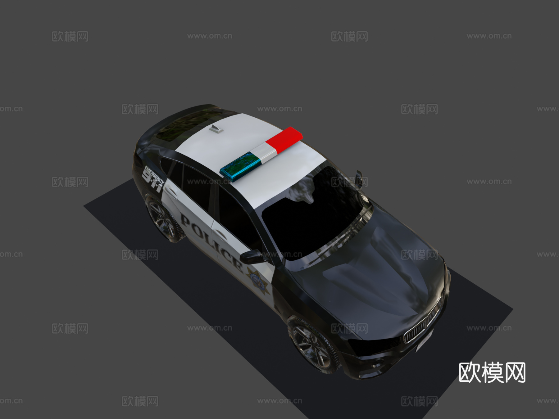 低多边形通用SUV警车su模型