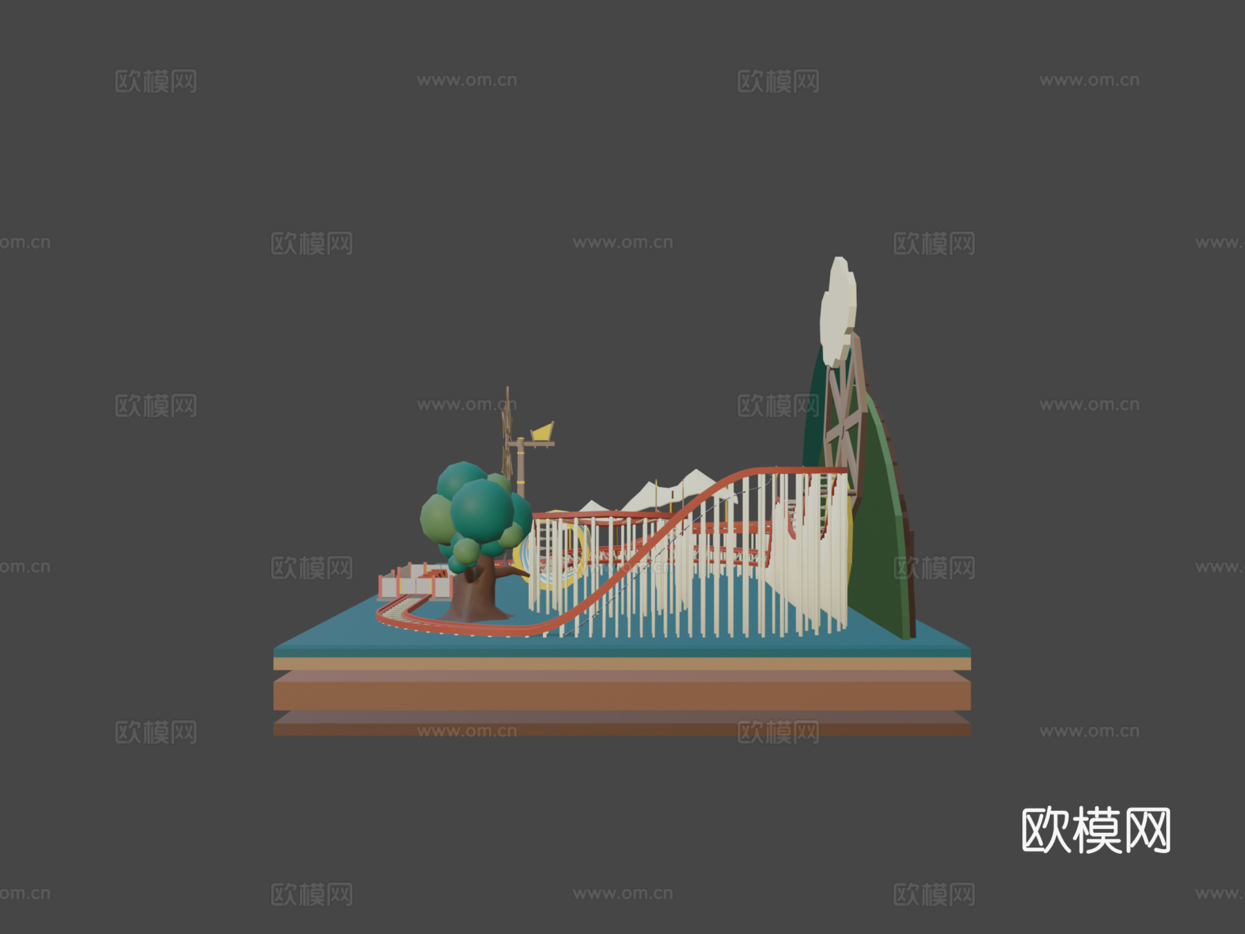 过山车立体模型卡通风格su模型