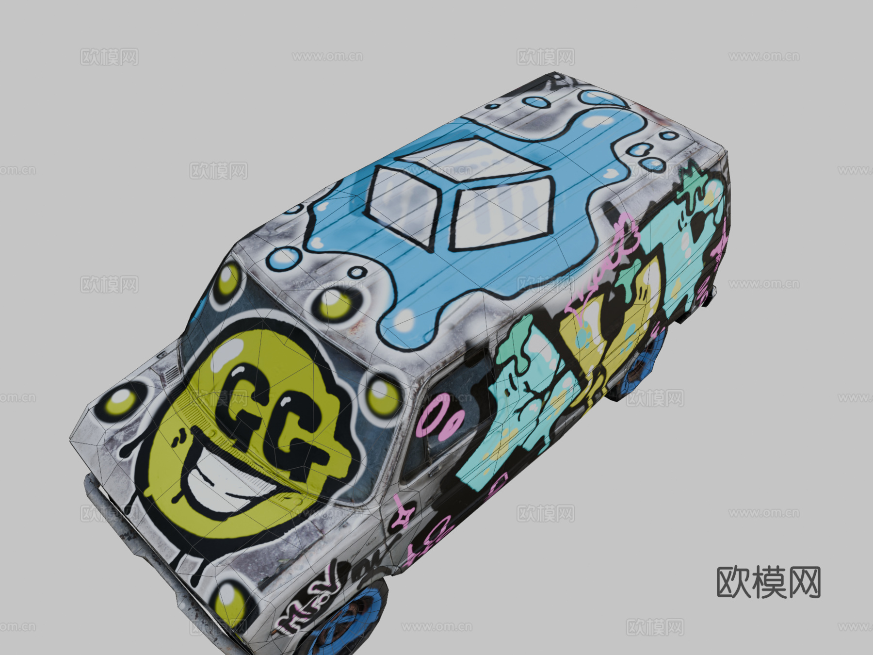 旧货车-涂鸦挑战（Sketchfab）su模型