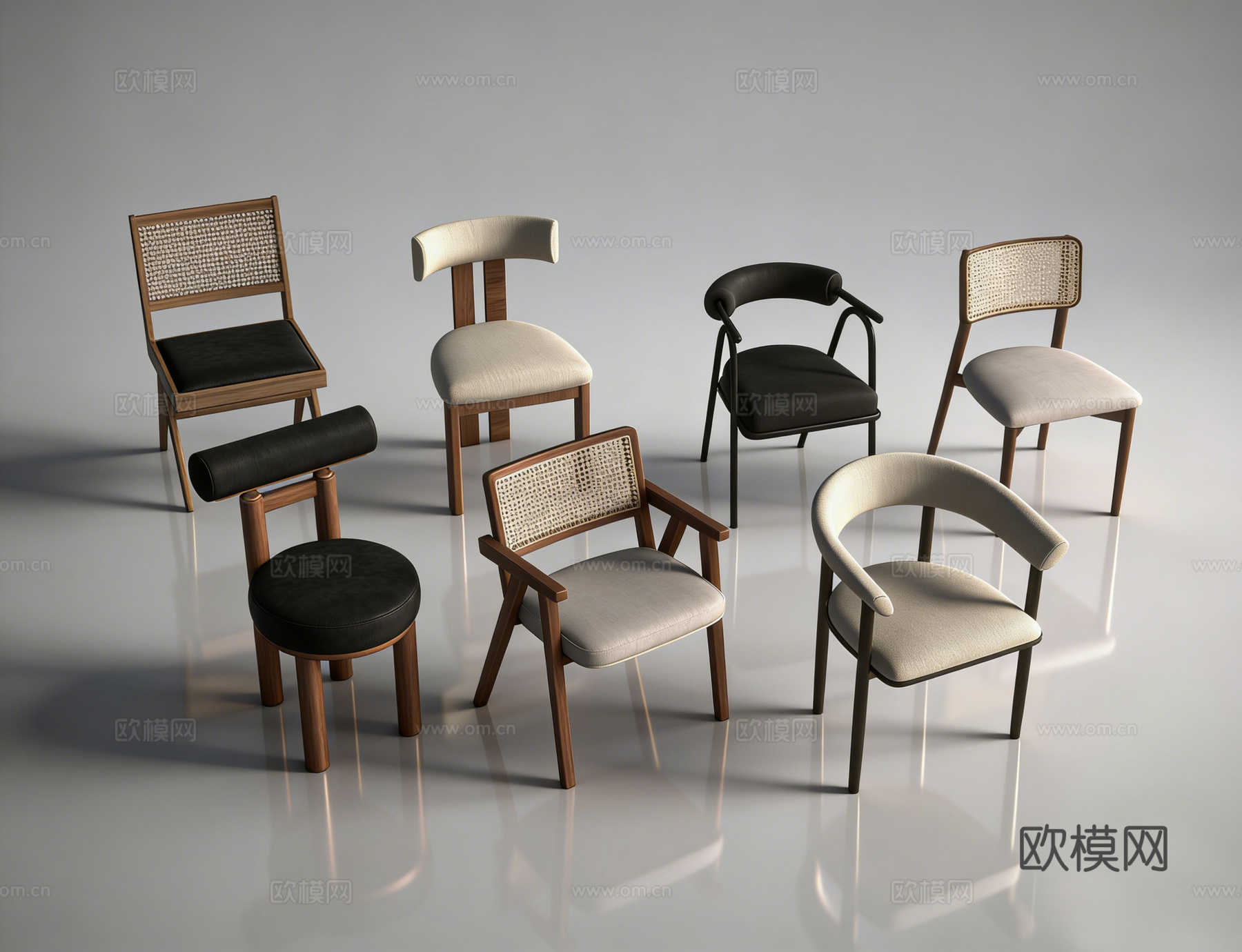 侘寂单椅su模型