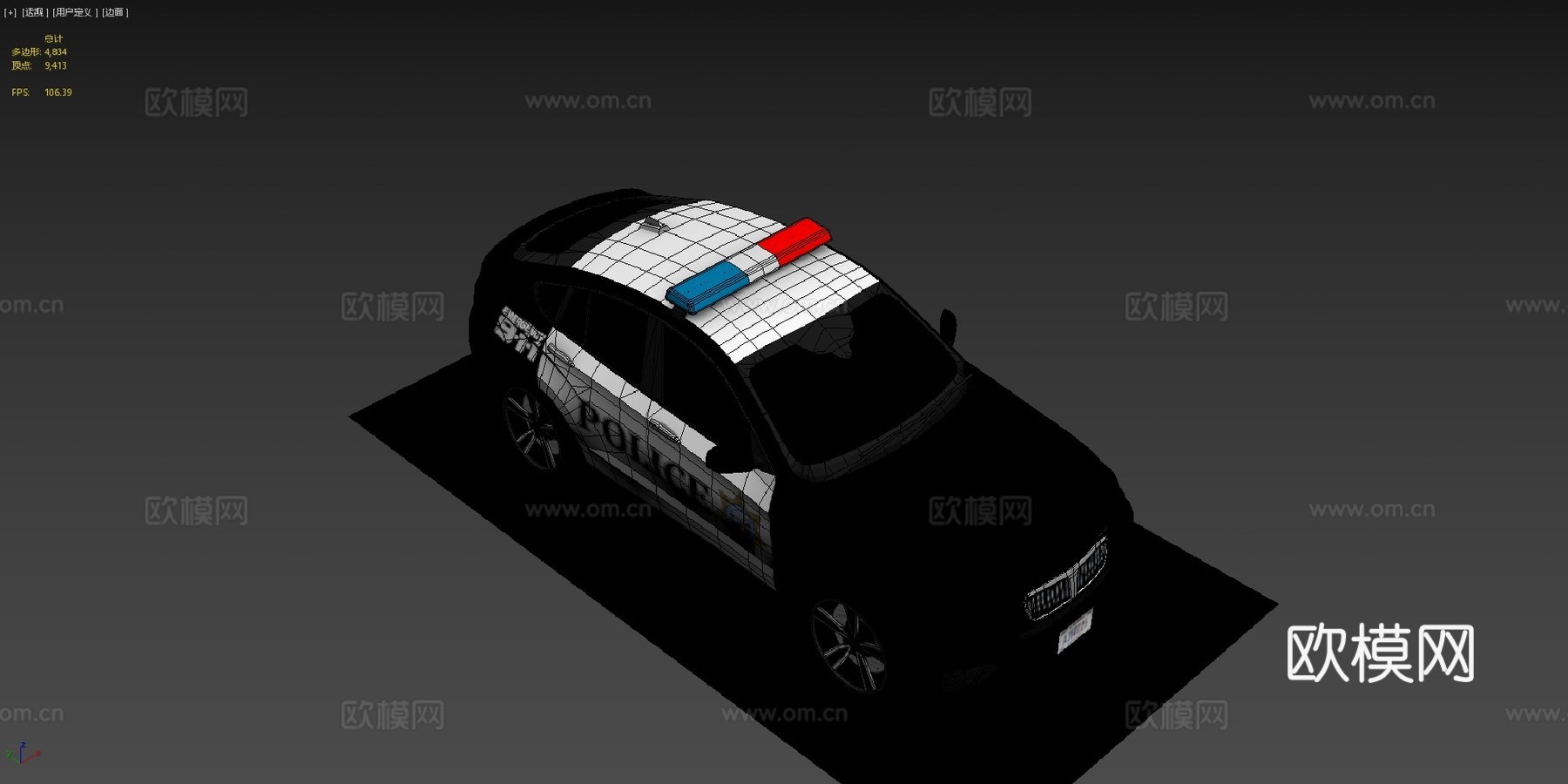 低多边形通用SUV警车su模型
