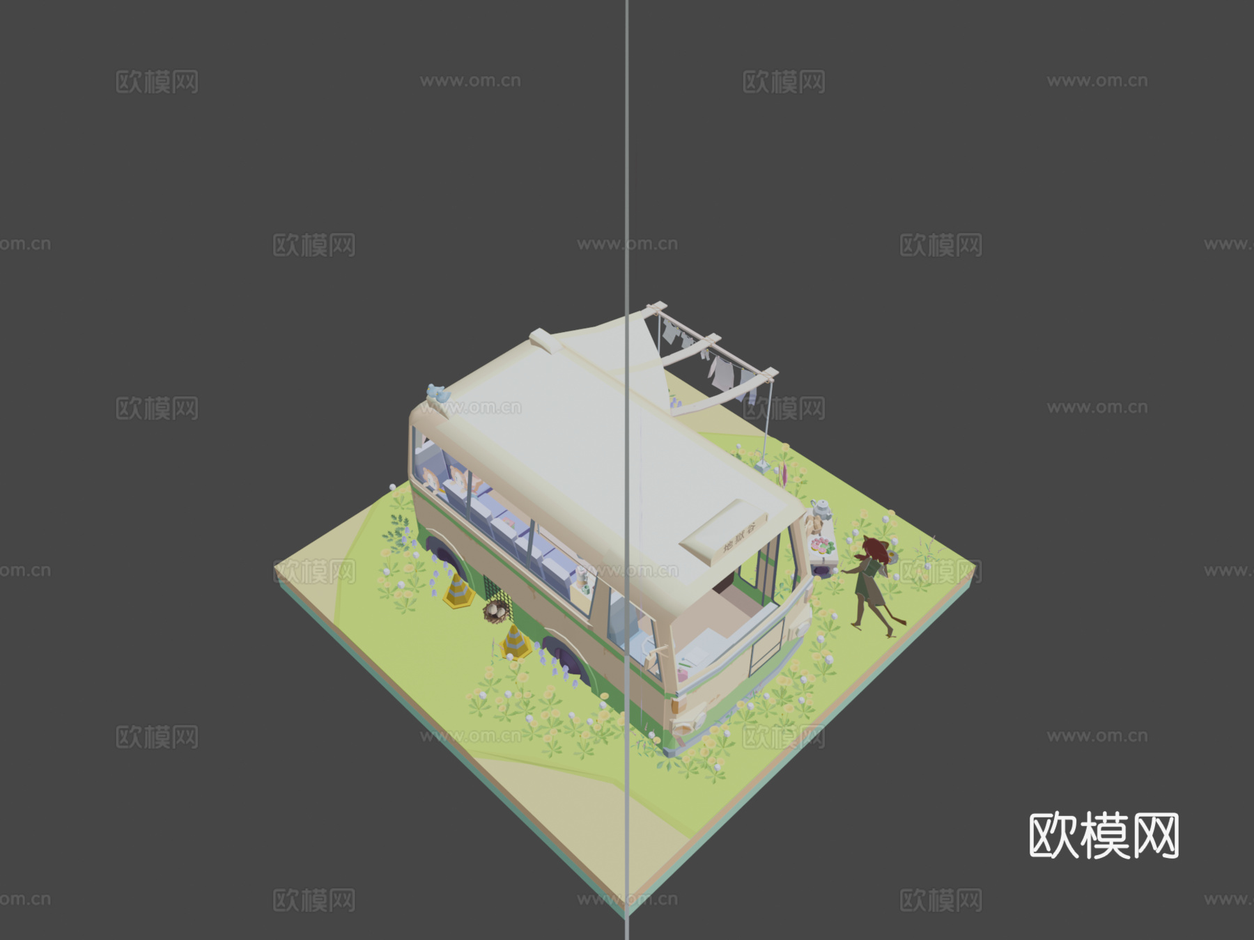 生活在废弃巴士上su模型