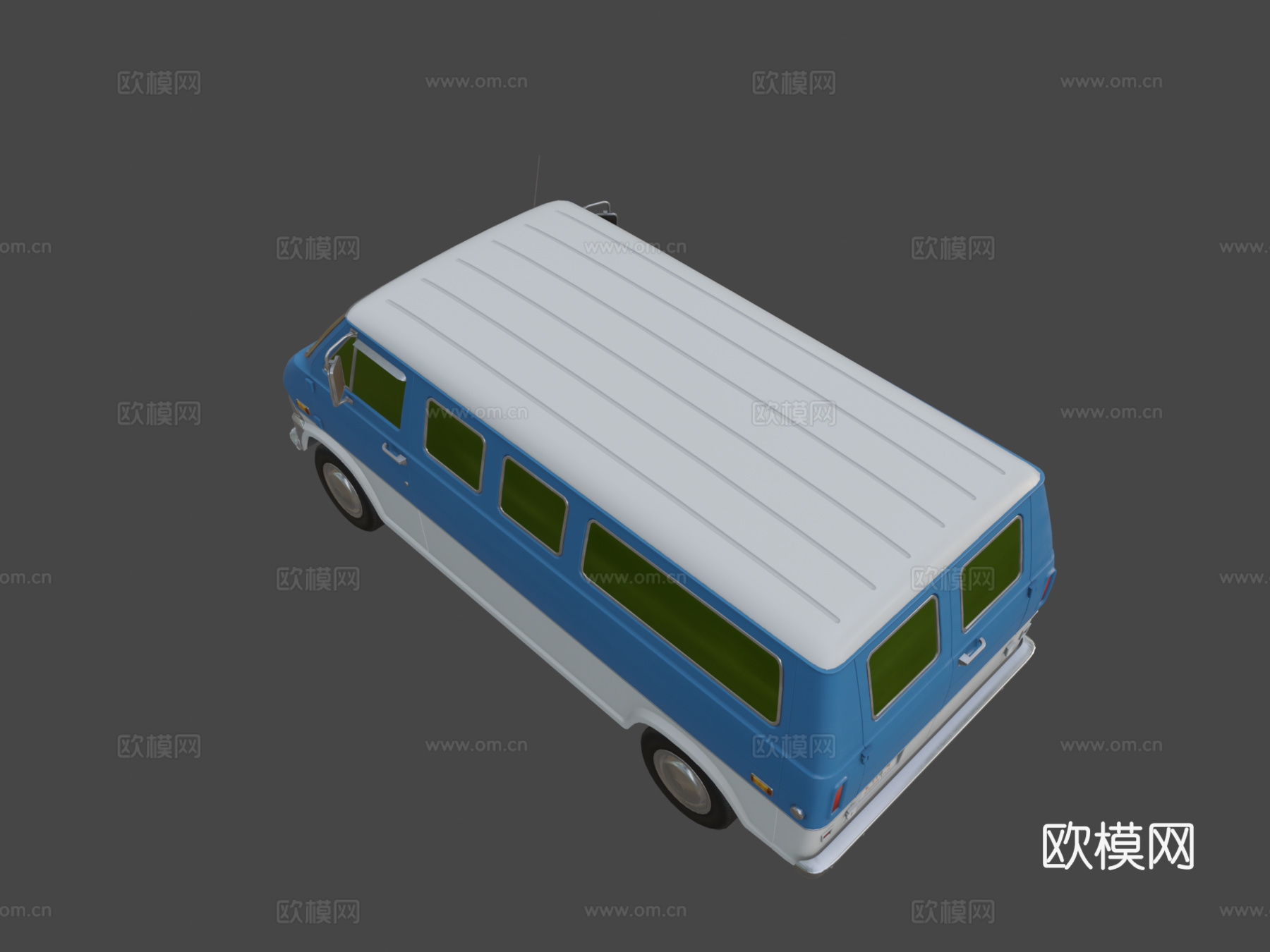 复古厢式货车su模型