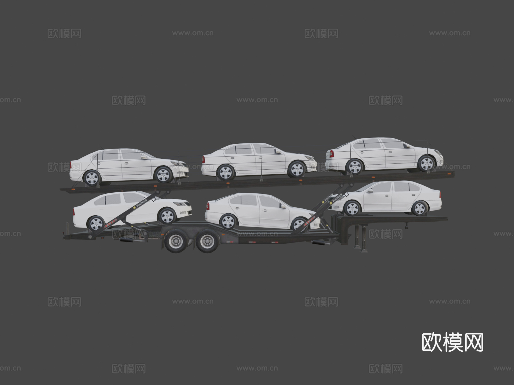 汽车运输拖车su模型