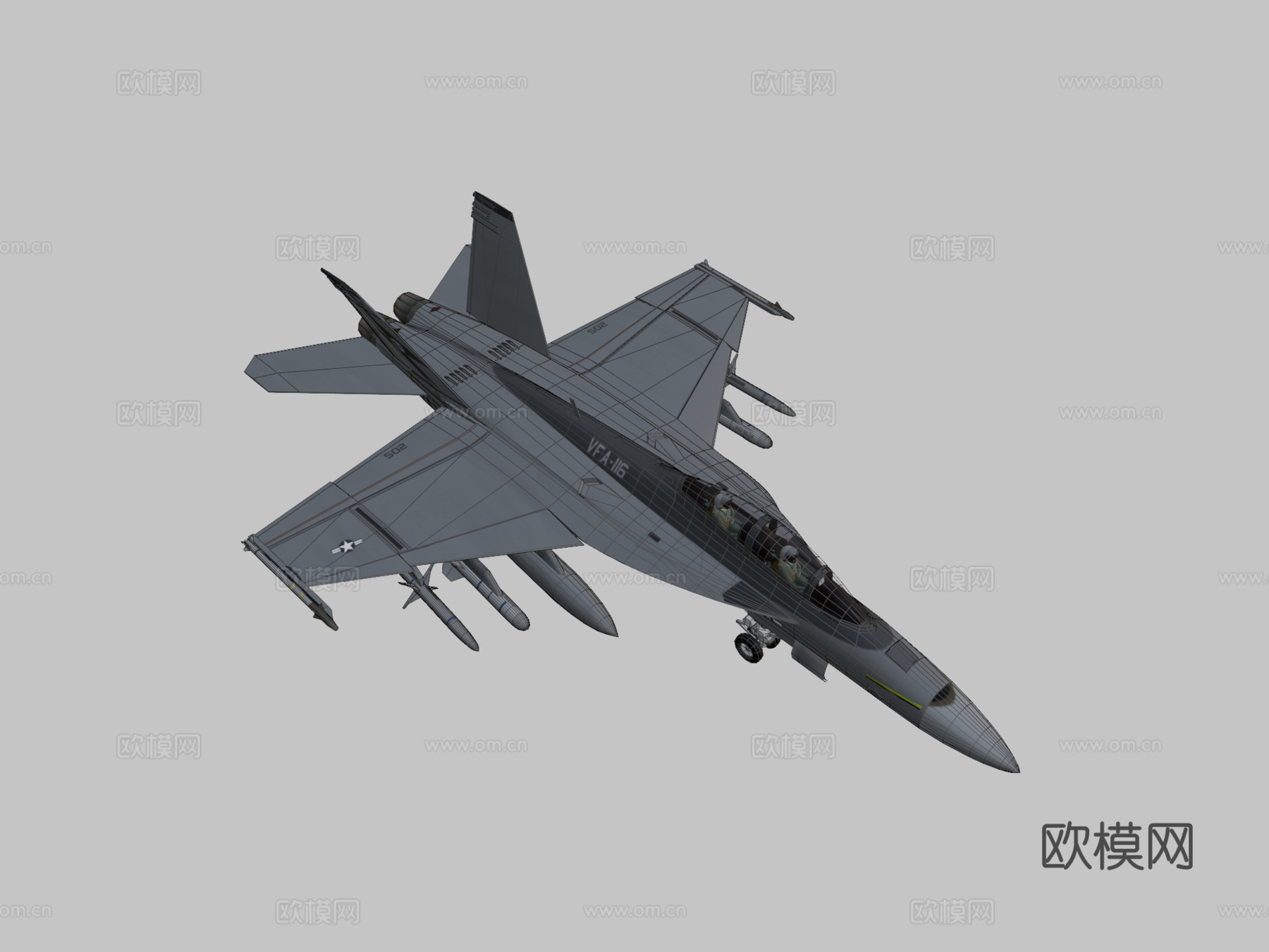 低多边形1-1 F-A-18F超级大黄蜂su模型