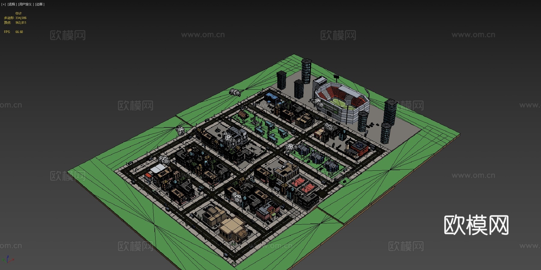 低多边形城市包su模型