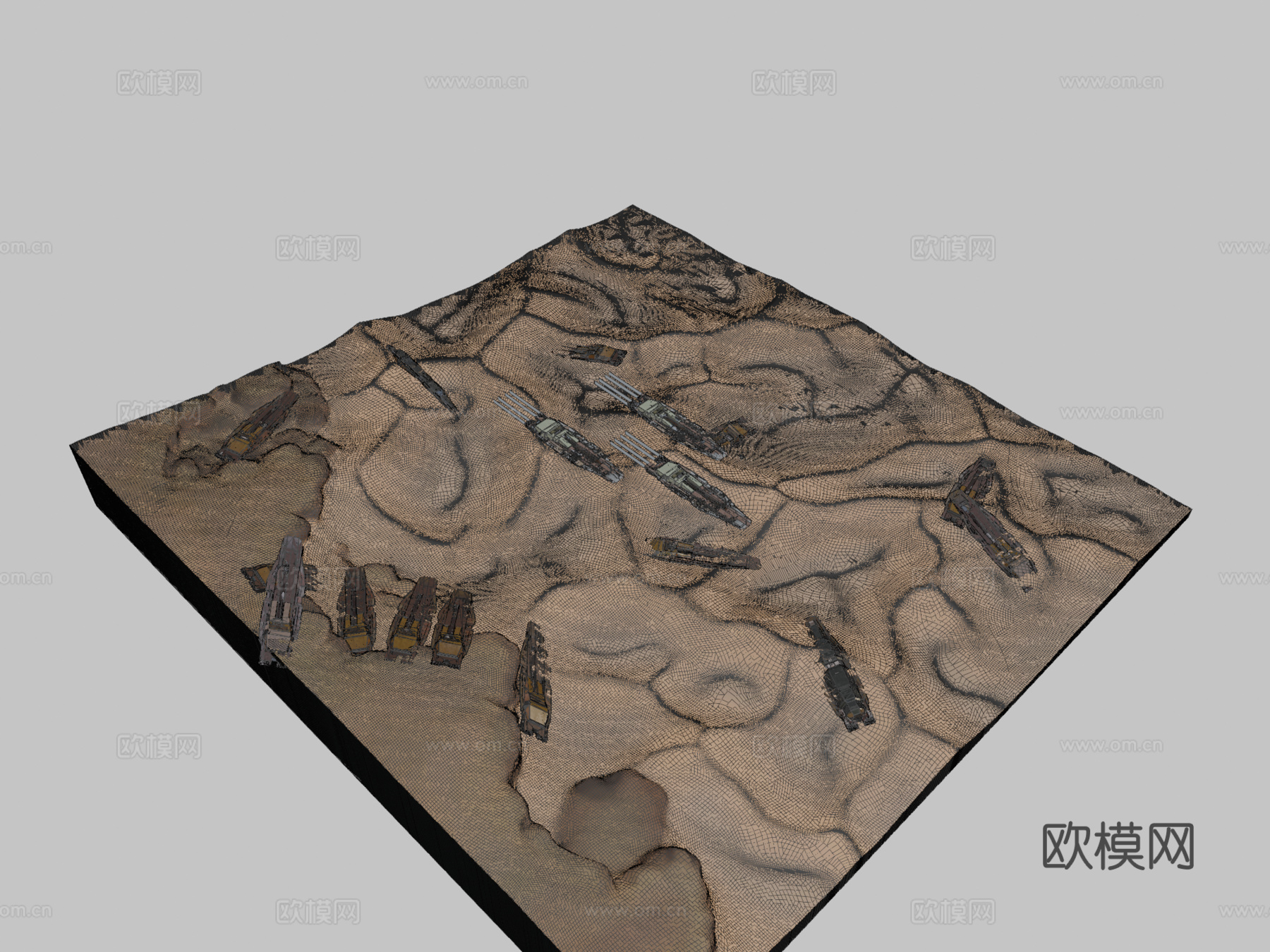 沙漠，飞船墓地su模型