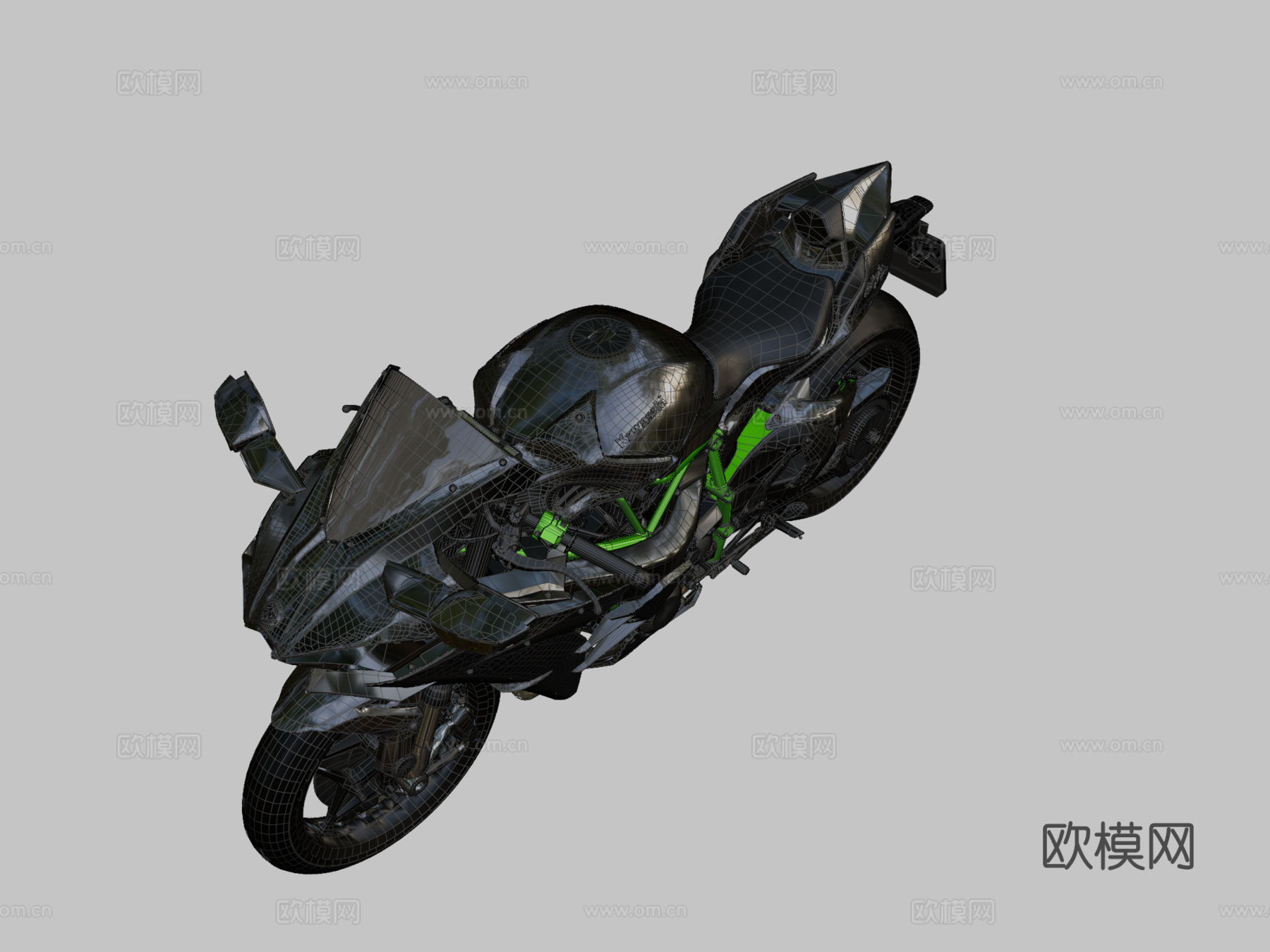 川崎忍者H2R超级摩托车3D模型su模型